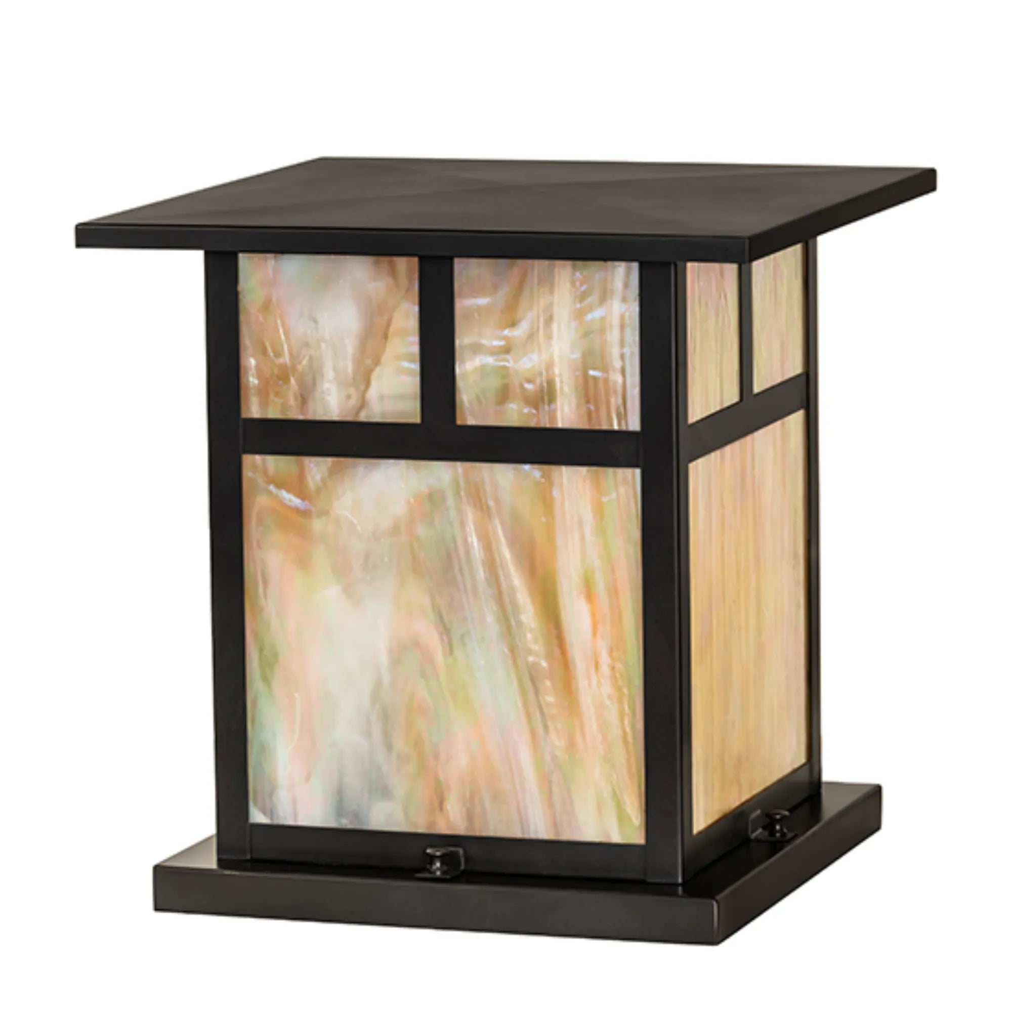 14" Square Hyde Park T Mission Pier Mount – Craftsman Brown – Wet-Rated – Meyda Lighting