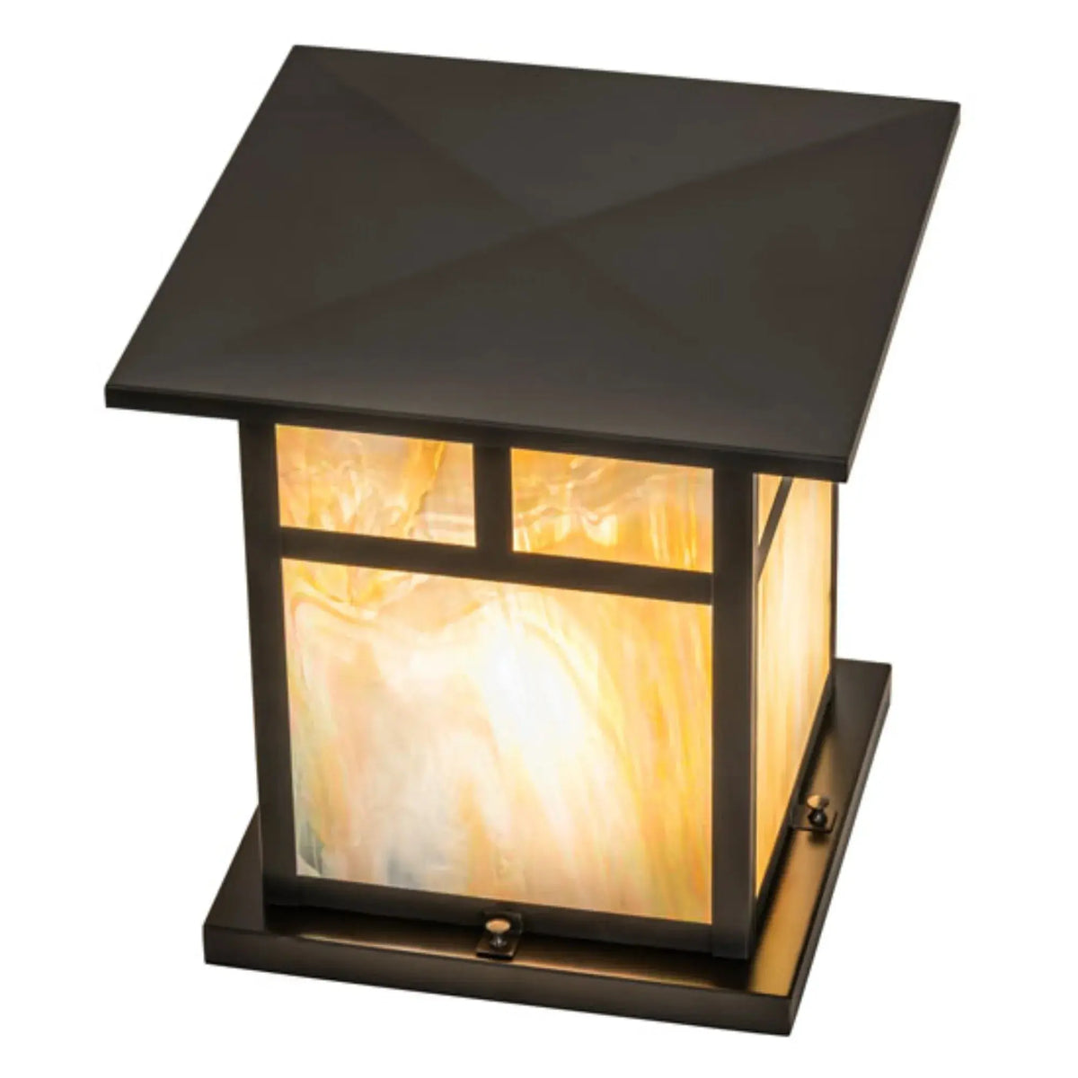 14" Square Hyde Park T Mission Pier Mount – Craftsman Brown – Wet-Rated – Meyda Lighting Meyda Lighting