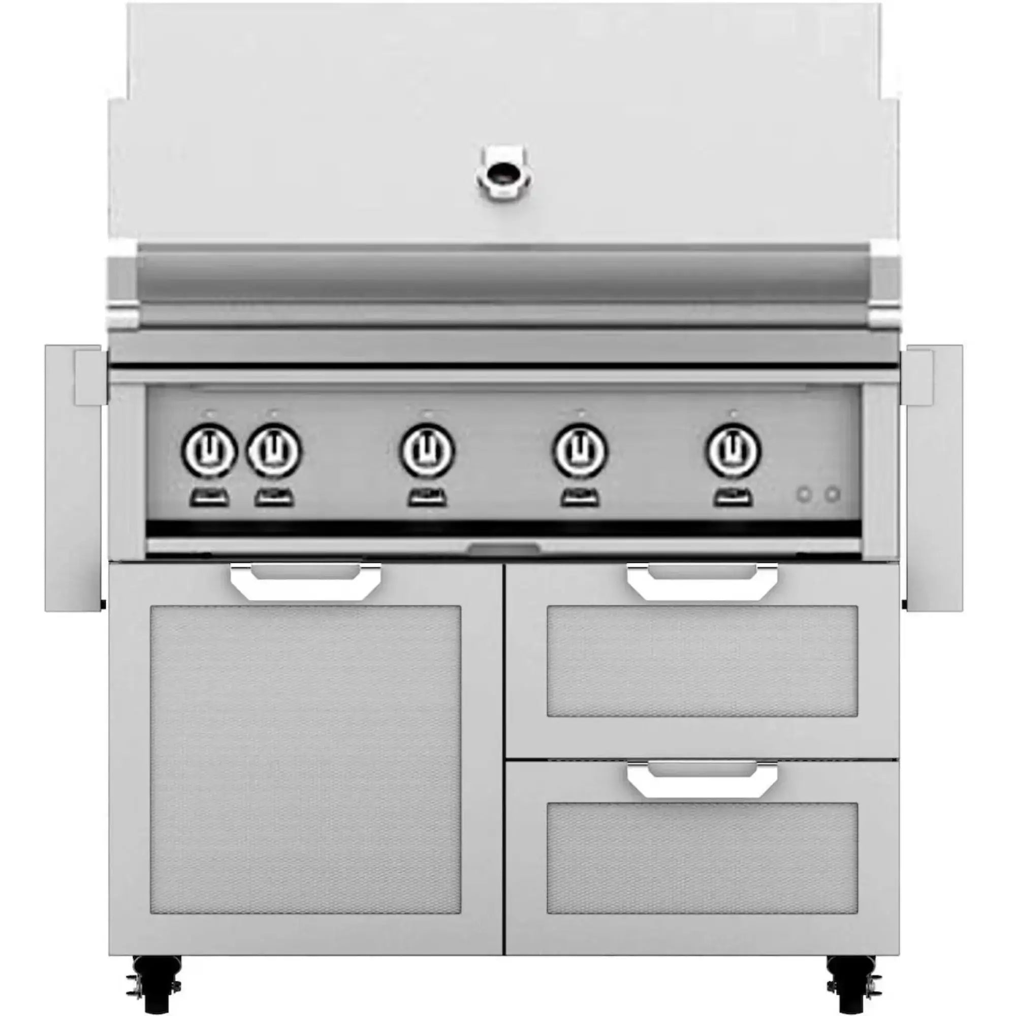 Hestan 42-Inch Freestanding Gas Grill on Double Drawer & Door Cart Hestan