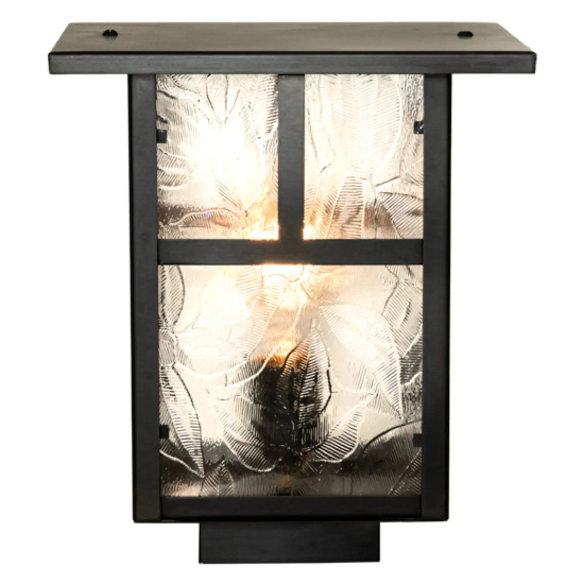 9" Square "T" Mission Deck Light – Craftsman Brown – Clear Leaf Glass – Wet-Rated – Meyda Lighting Meyda Lighting
