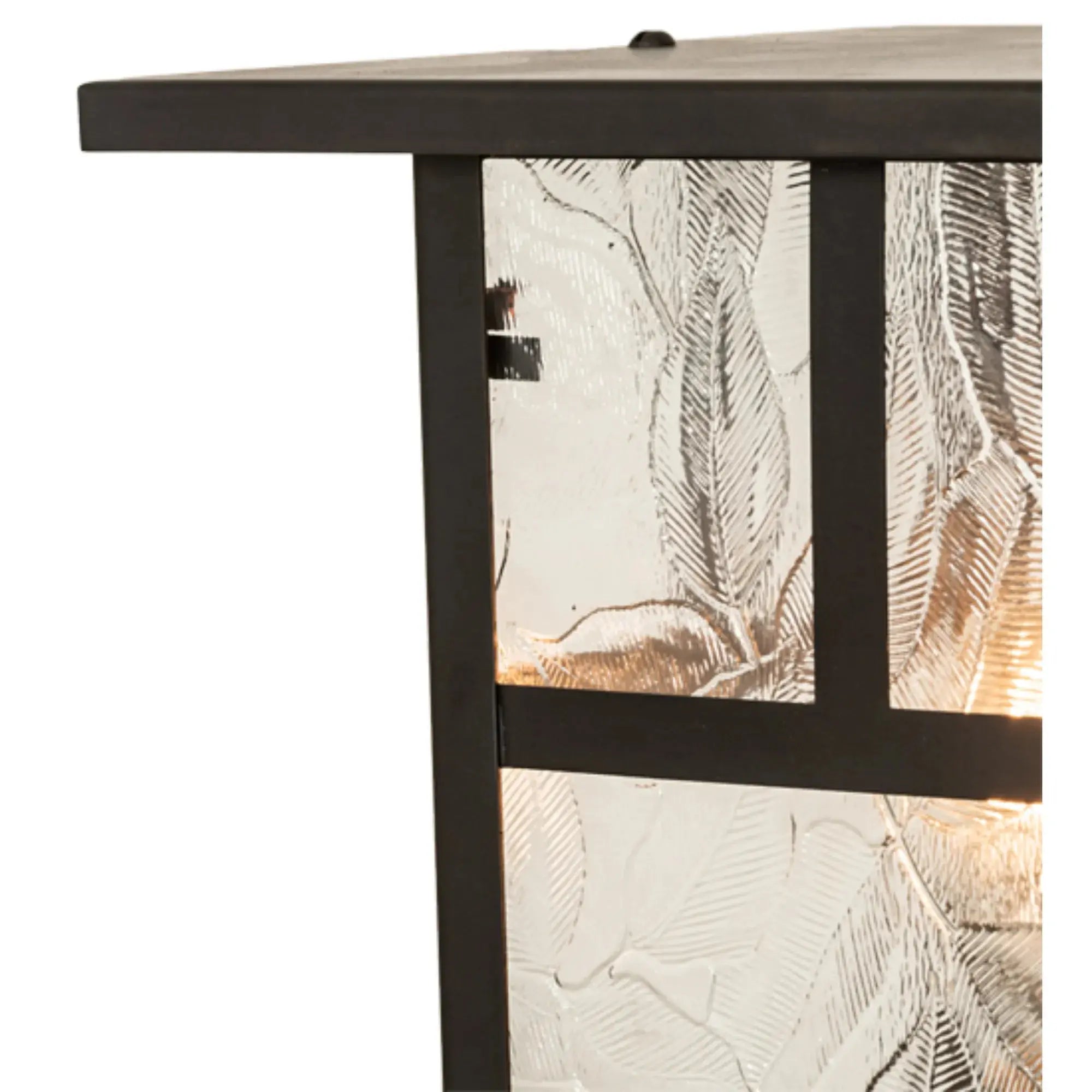 9" Square "T" Mission Deck Light – Craftsman Brown – Clear Leaf Glass – Wet-Rated – Meyda Lighting Meyda Lighting