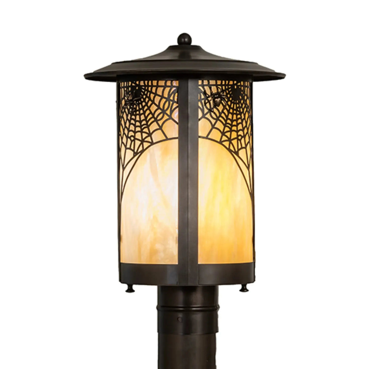 10" Wide Fulton Spider Web Post Mount – Craftsman Brown – Wet-Rated – Meyda Lighting Meyda Lighting