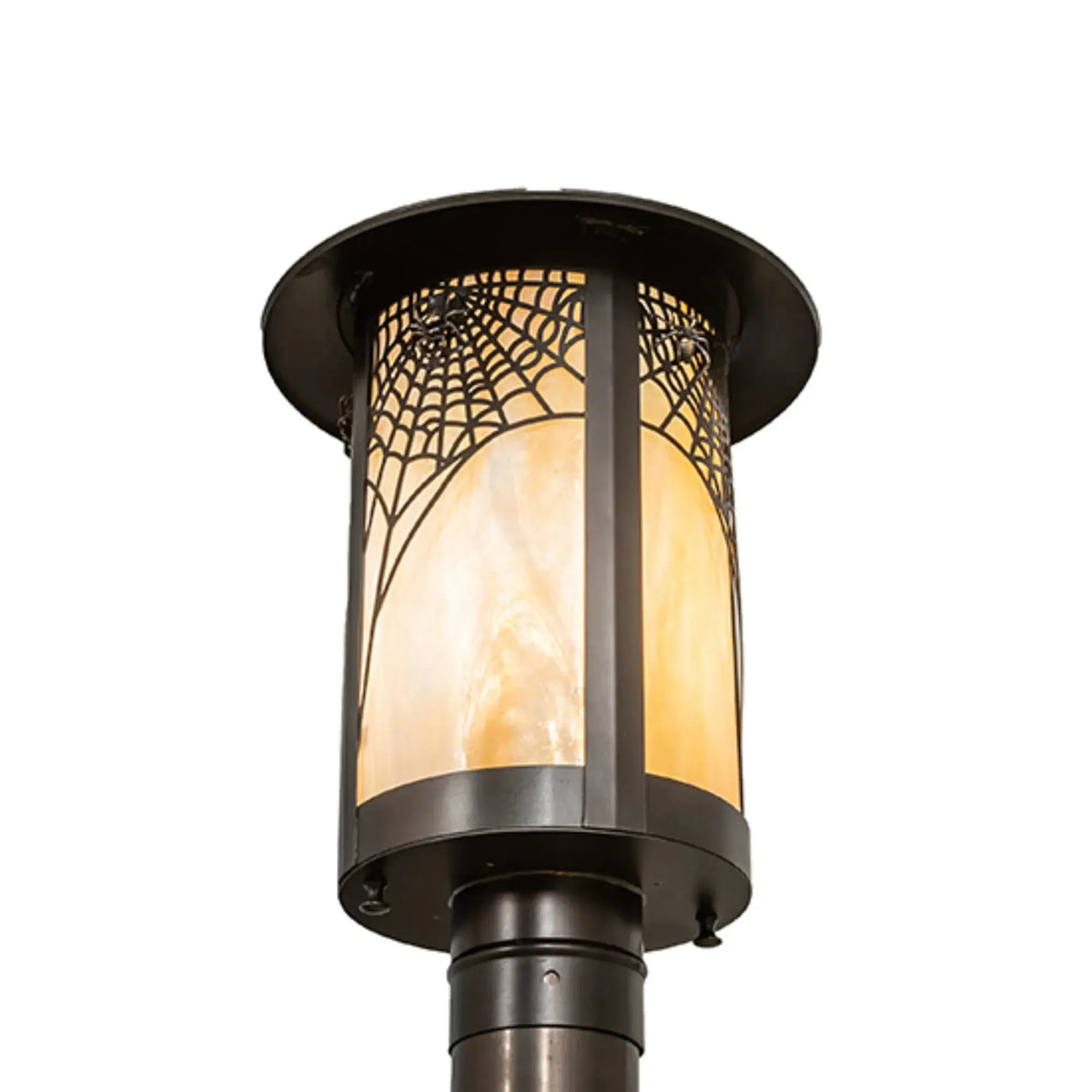 10" Wide Fulton Spider Web Post Mount – Craftsman Brown – Wet-Rated – Meyda Lighting Meyda Lighting