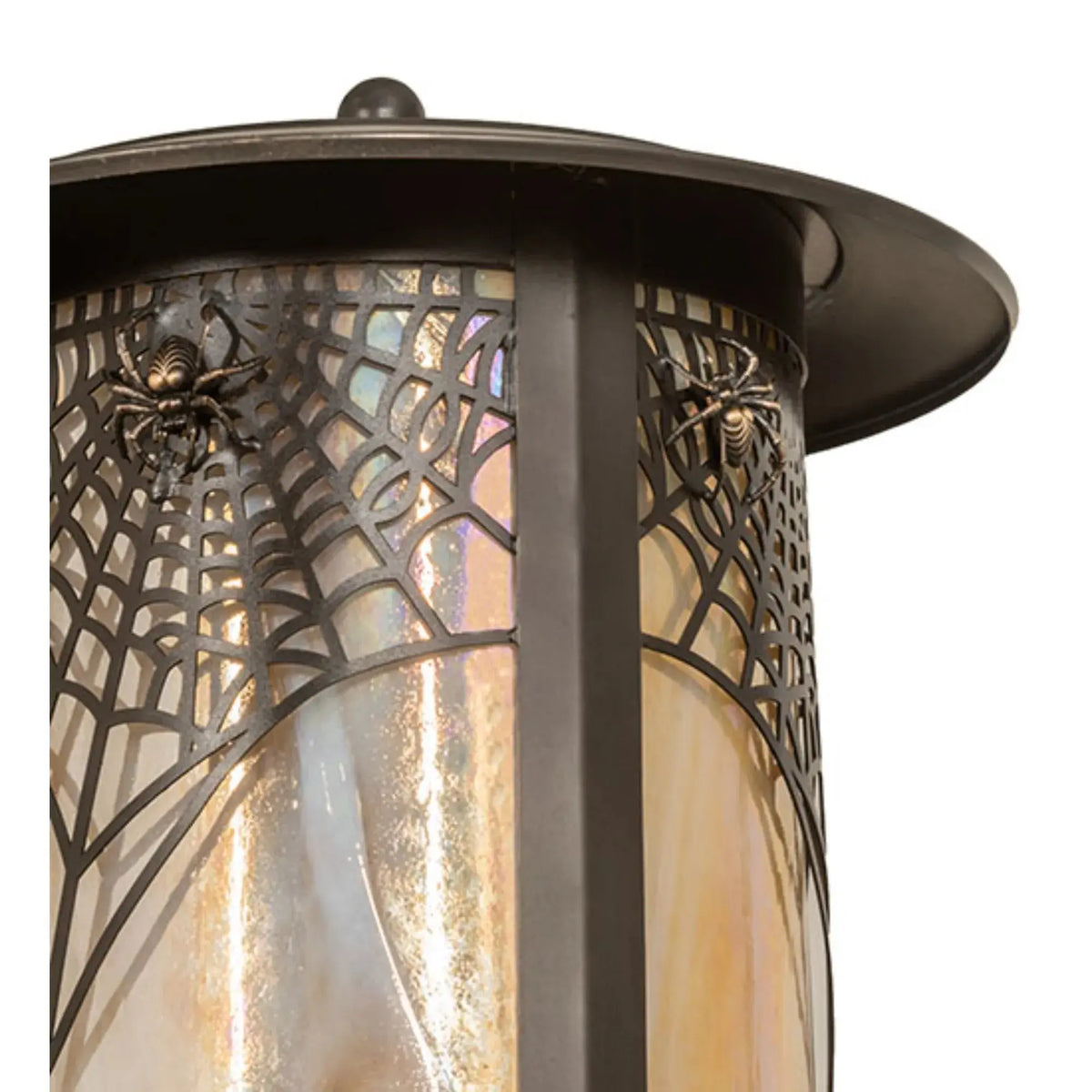 10" Wide Fulton Spider Web Post Mount – Craftsman Brown – Wet-Rated – Meyda Lighting Meyda Lighting