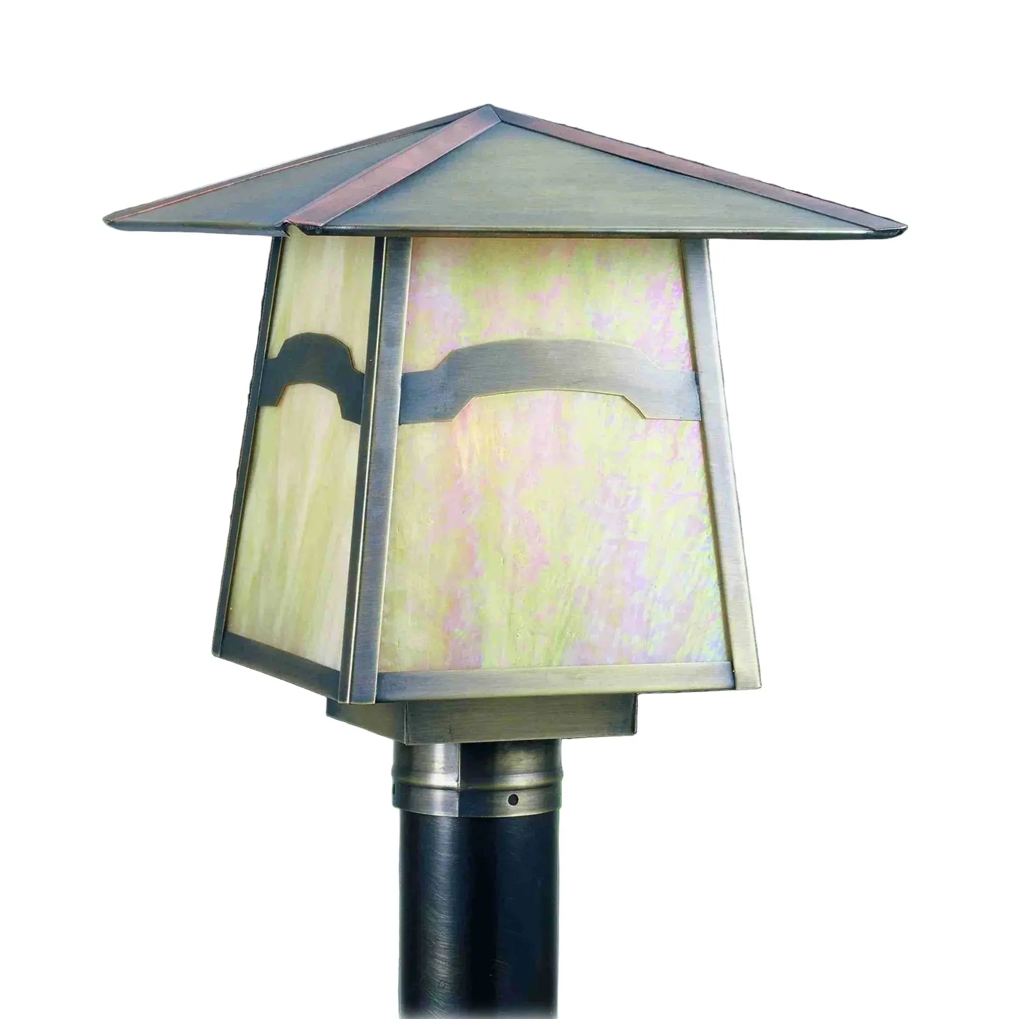 12"Sq Stillwater Mountain View Post Mount – Antique Brass – Wet-Rated – Meyda Lighting Meyda Lighting