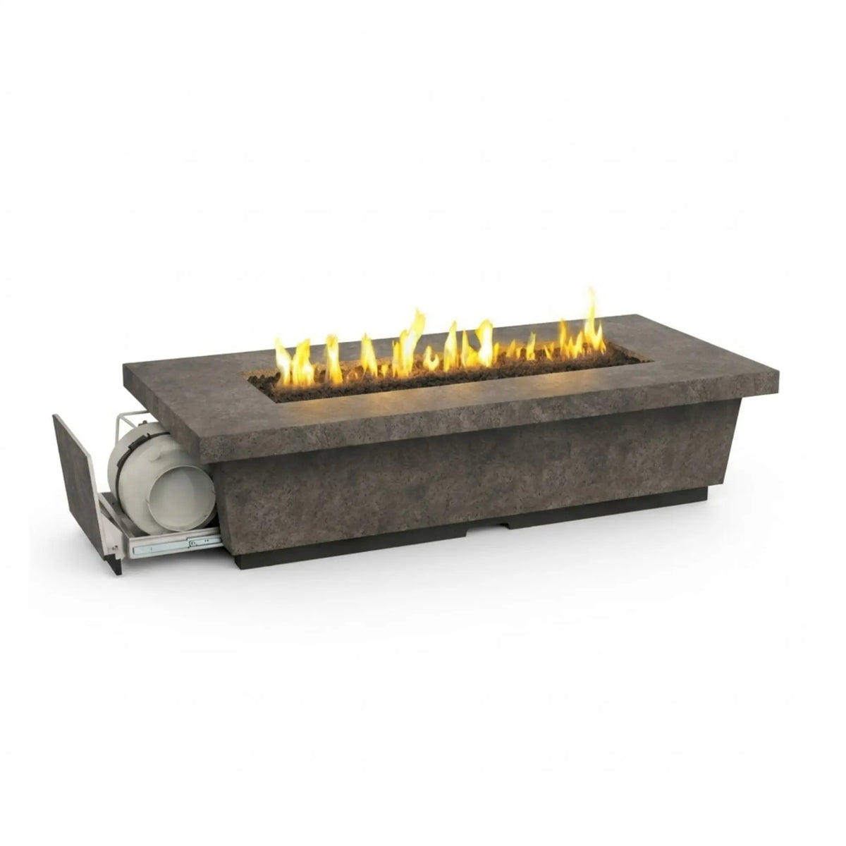 American Fyre Designs Contempo Long LP Select 76" Rectangular Reclaimed Wood and GFRC Gas Fire Pit Table American Fyre Designs