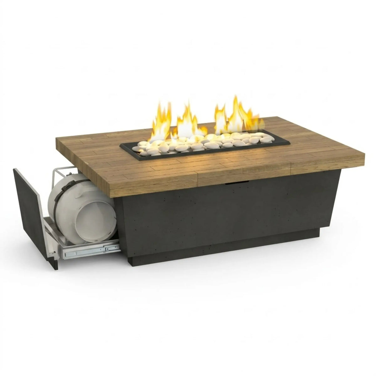 American Fyre Designs Contempo LP Select 52" Rectangular Reclaimed Wood and GFRC Gas Fire Pit Table American Fyre Designs