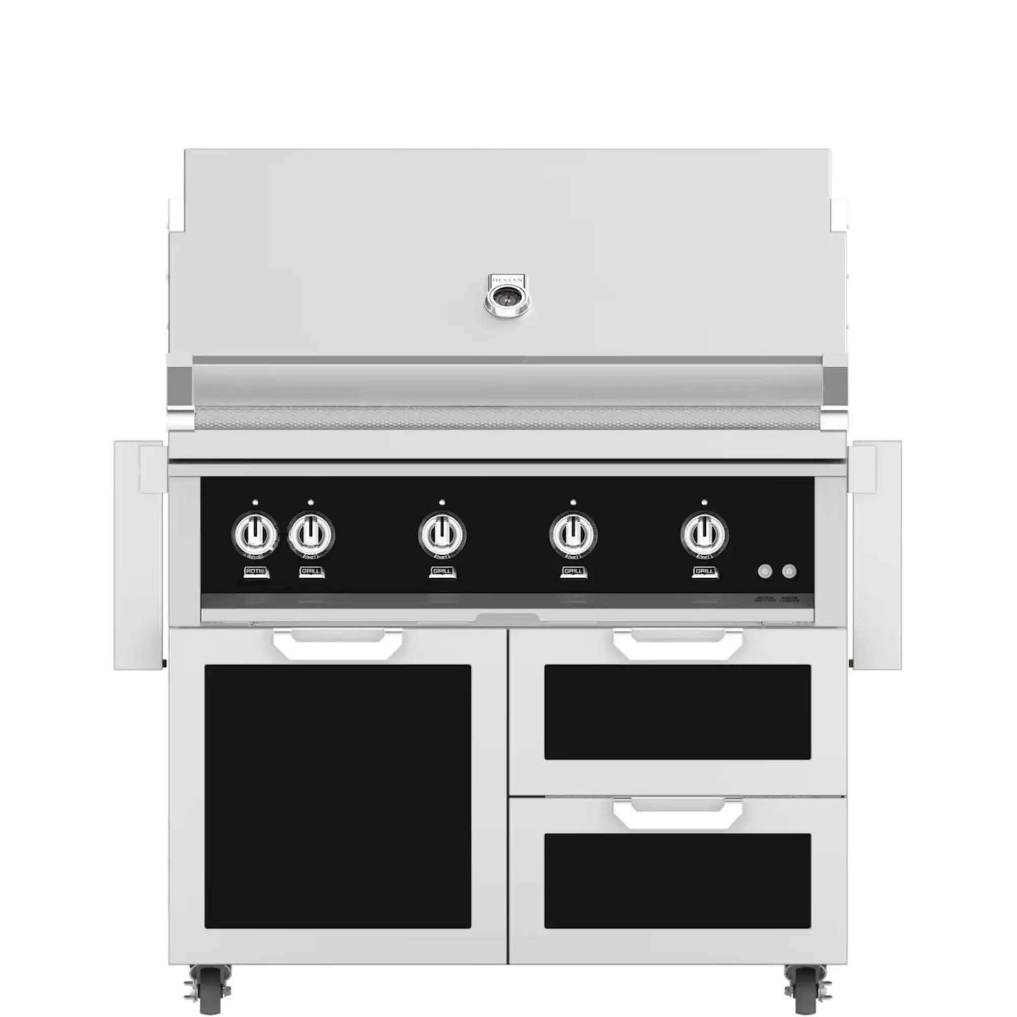 Hestan 42-Inch Freestanding Gas Grill on Double Drawer & Door Cart Hestan