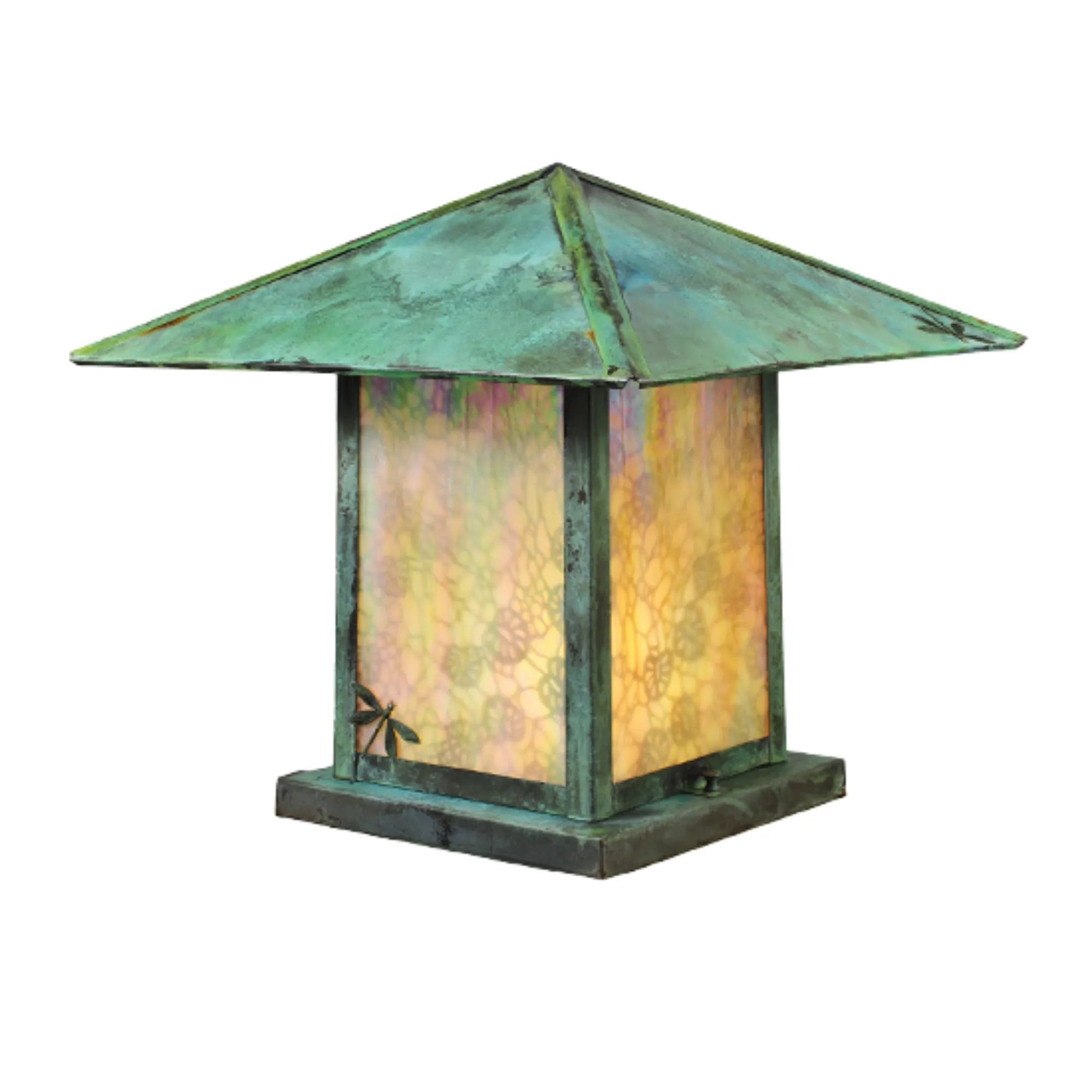 17.5"Sq Seneca Lotus Leaf and Dragonfly Pier Mount – BAI VERD – Wet-Rated – Meyda Lighting