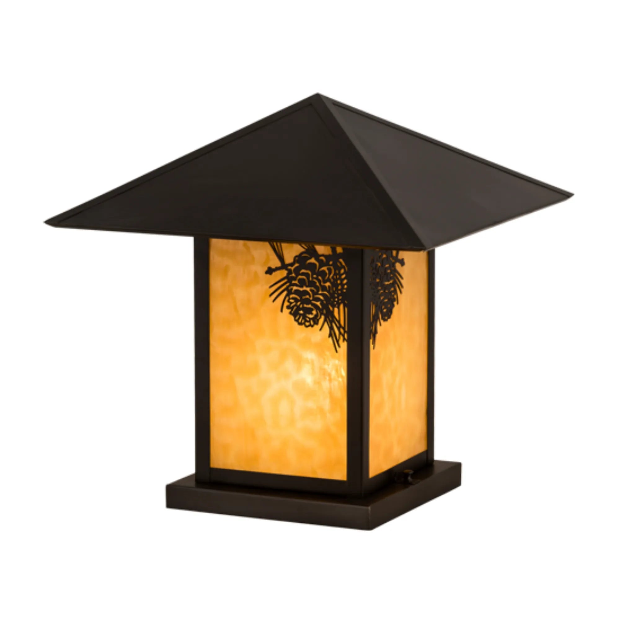 17.5"Sq Seneca Winter Pine Pier Mount – Craftsman Brown – Wet-Rated – Meyda Lighting