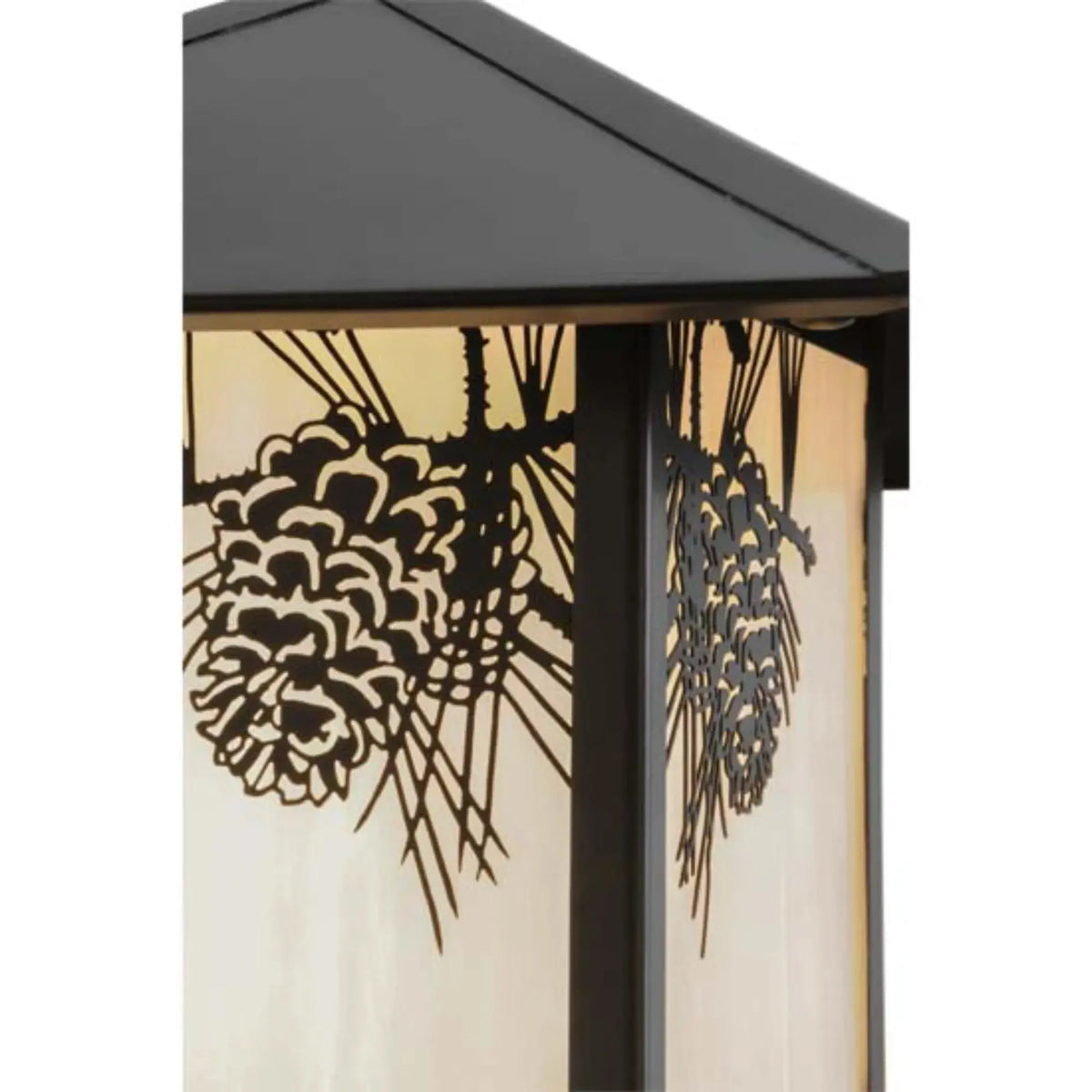 12"Sq Seneca Winter Pine Post Mount – Craftsman Brown – White Art Glass – Wet-Rated – Meyda Lighting Meyda Lighting