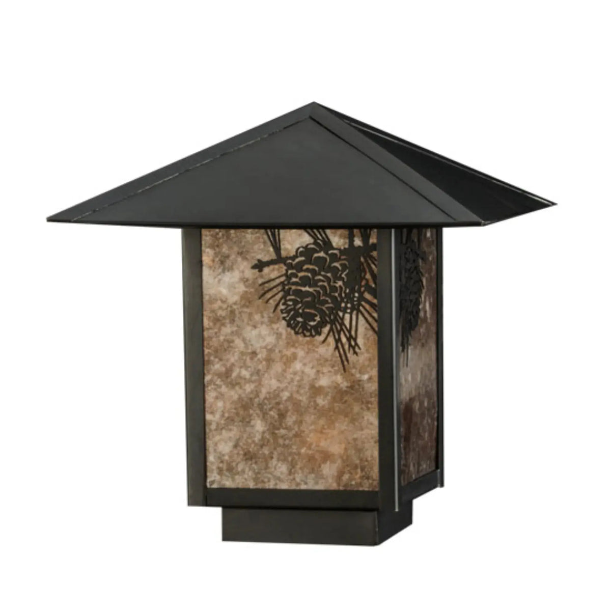 12"Sq Seneca Winter Pine Post Mount – Craftsman Brown – Silver Mica – Wet-Rated – Meyda Lighting Meyda Lighting