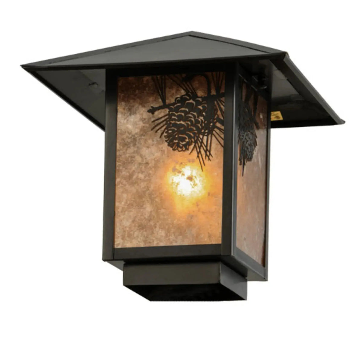 12"Sq Seneca Winter Pine Post Mount – Craftsman Brown – Silver Mica – Wet-Rated – Meyda Lighting Meyda Lighting