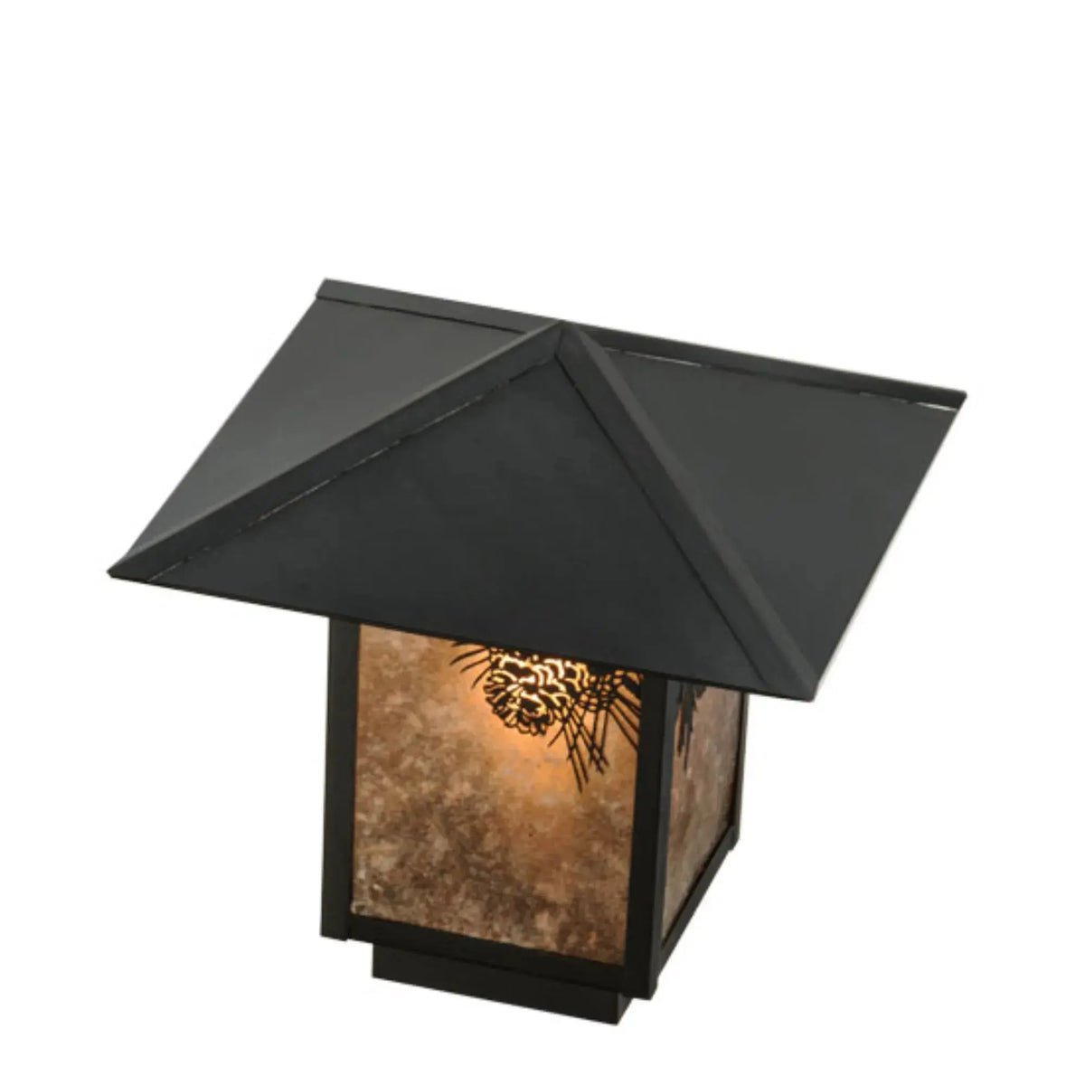 12"Sq Seneca Winter Pine Post Mount – Craftsman Brown – Silver Mica – Wet-Rated – Meyda Lighting Meyda Lighting