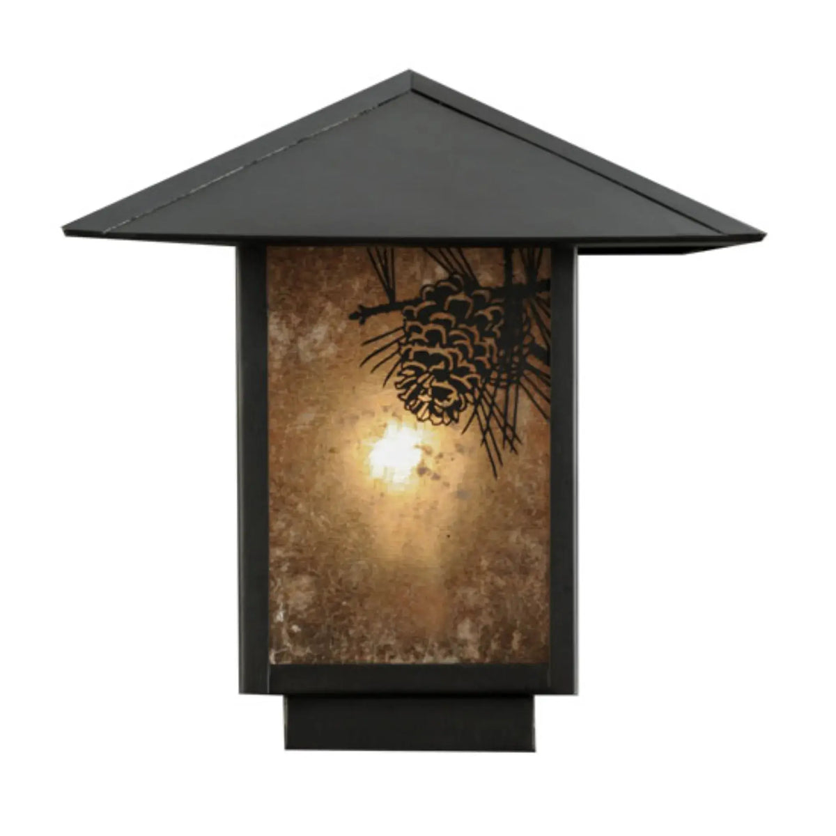 12"Sq Seneca Winter Pine Post Mount – Craftsman Brown – Silver Mica – Wet-Rated – Meyda Lighting Meyda Lighting