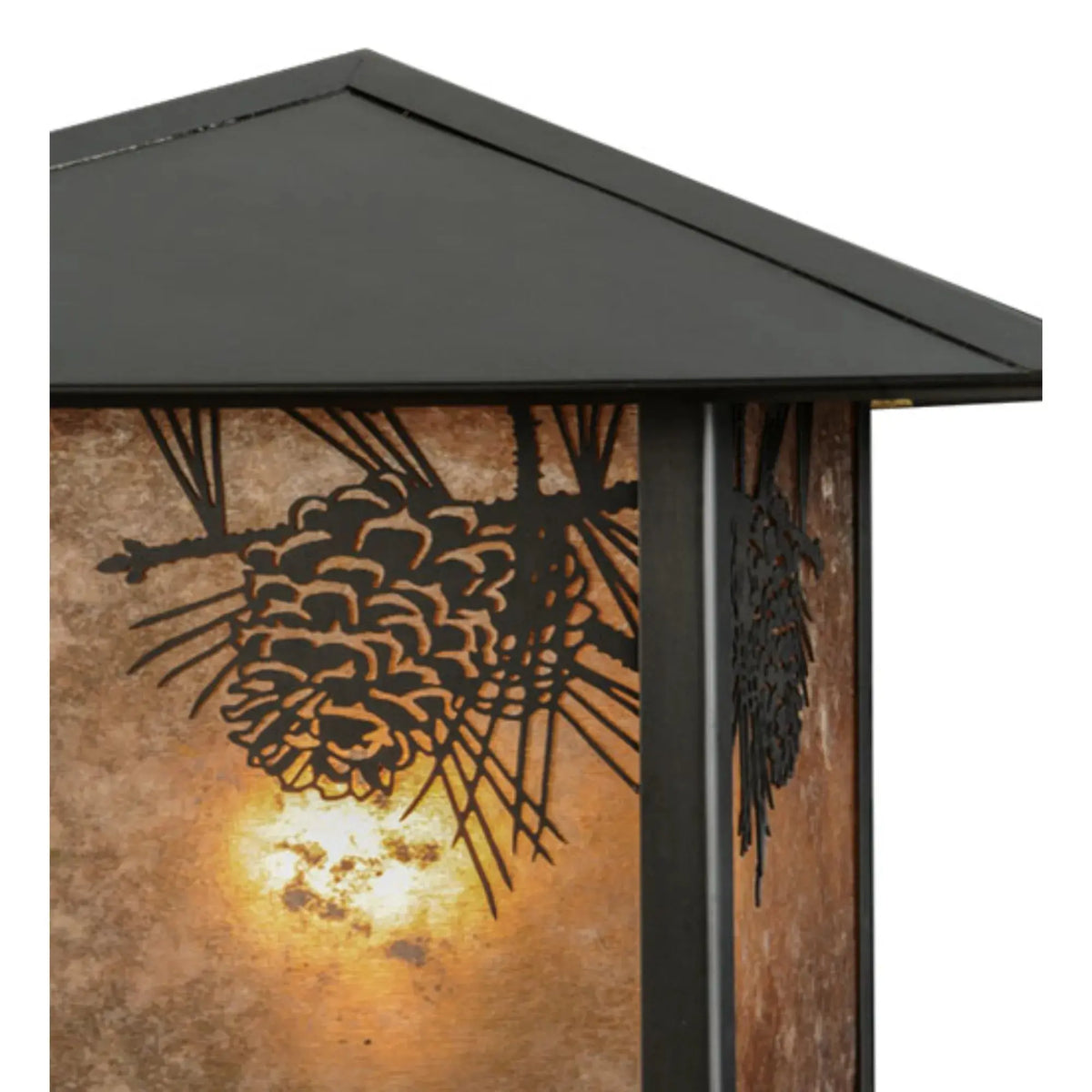 12"Sq Seneca Winter Pine Post Mount – Craftsman Brown – Silver Mica – Wet-Rated – Meyda Lighting Meyda Lighting