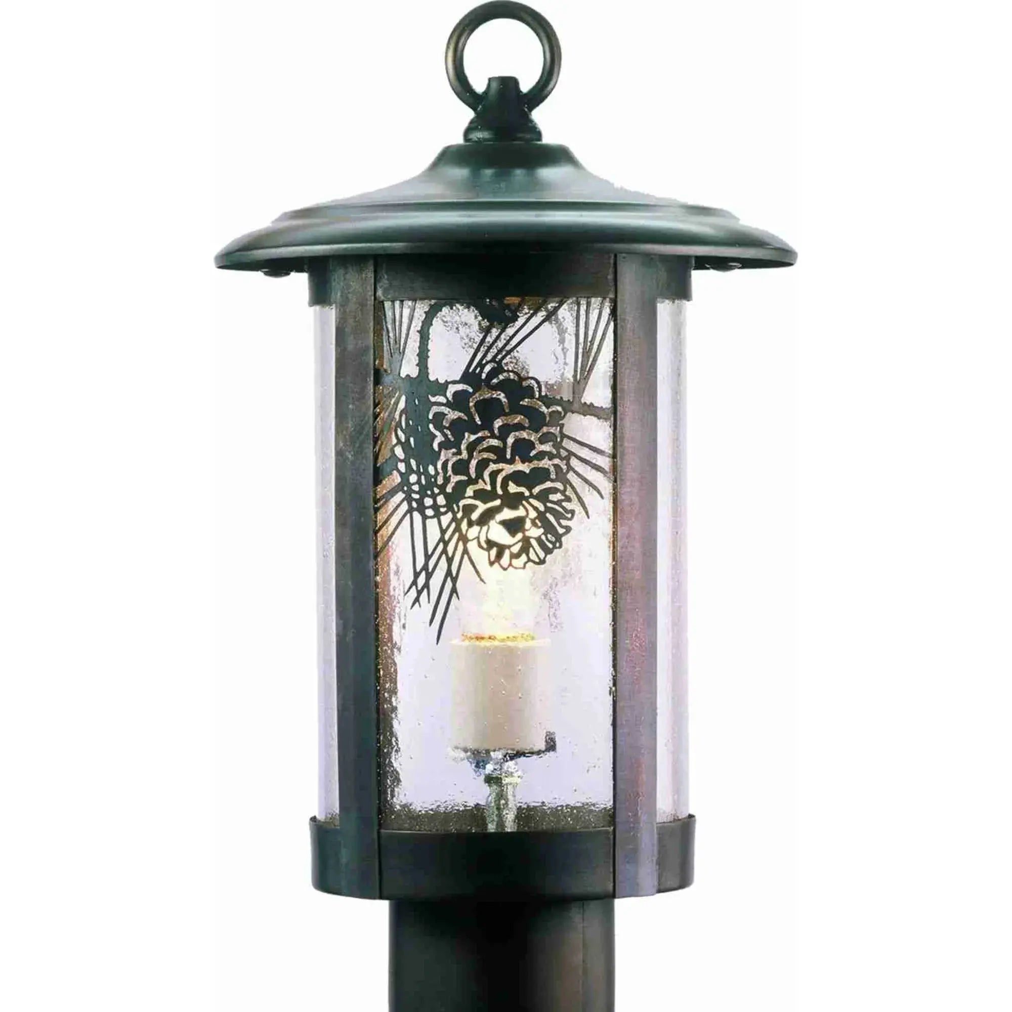8"W Fulton Winter Pine Post Mount – Craftsman Brown – Wet-Rated – Meyda Lighting Meyda Lighting