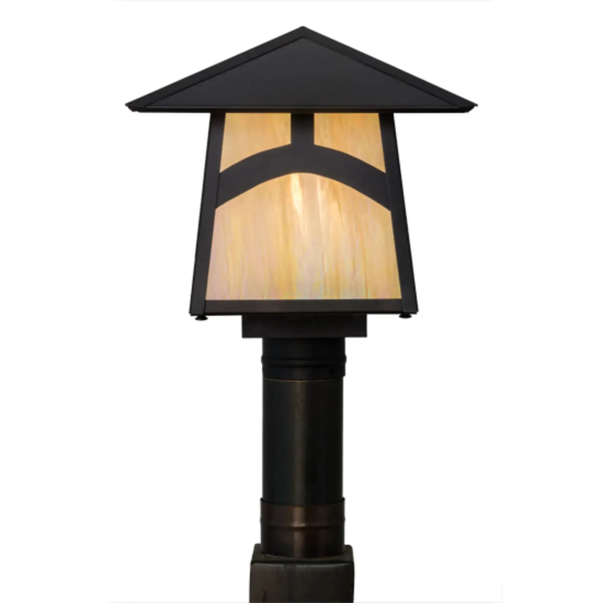 12"Sq Stillwater Hill Top Post Mount – Craftsman Brown – Wet-Rated – Meyda Lighting Meyda Lighting