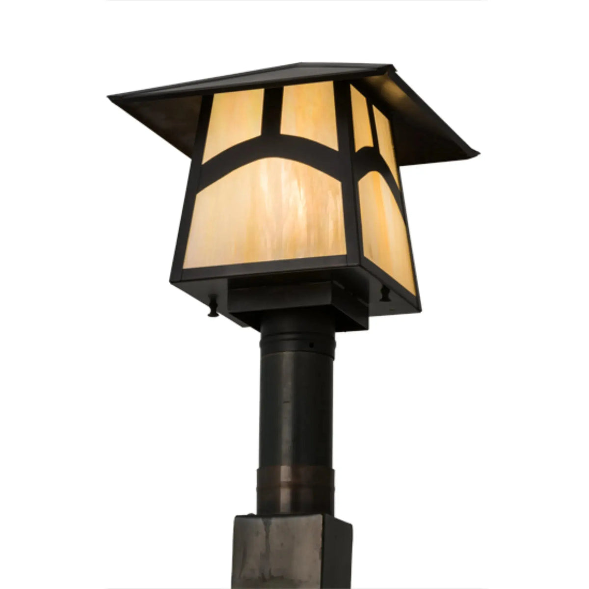 12"Sq Stillwater Hill Top Post Mount – Craftsman Brown – Wet-Rated – Meyda Lighting Meyda Lighting