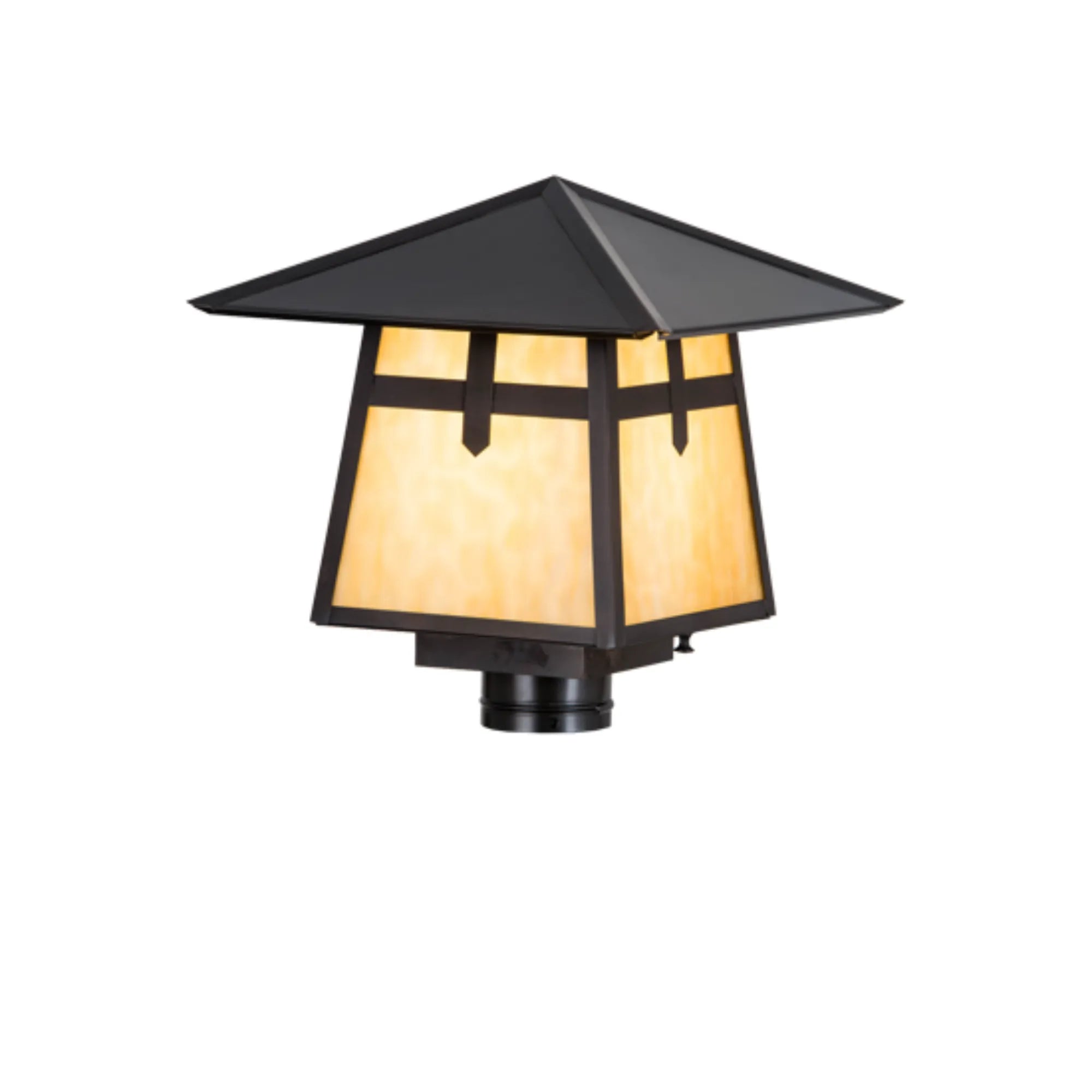 12.5"Sq Stillwater Cross Mission Post Mount – Craftsman Brown – Wet-Rated – Meyda Lighting