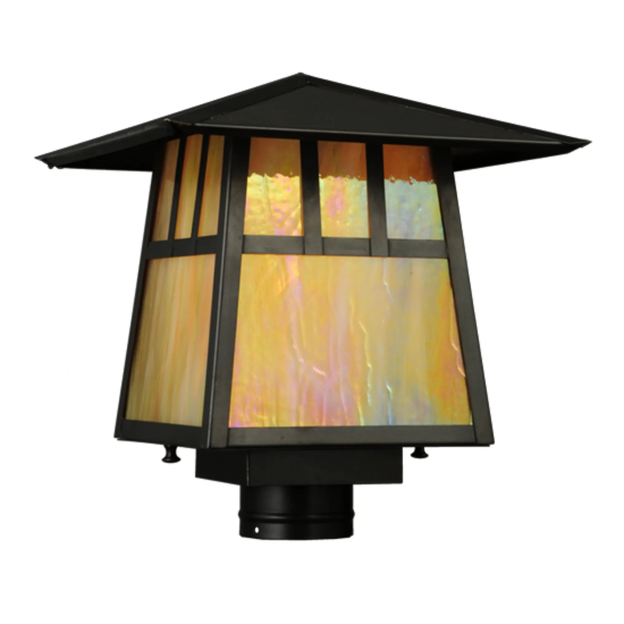 12"Sq Stillwater Double Bar Mission Post Mount – Craftsman Brown – Wet-Rated – Meyda Lighting