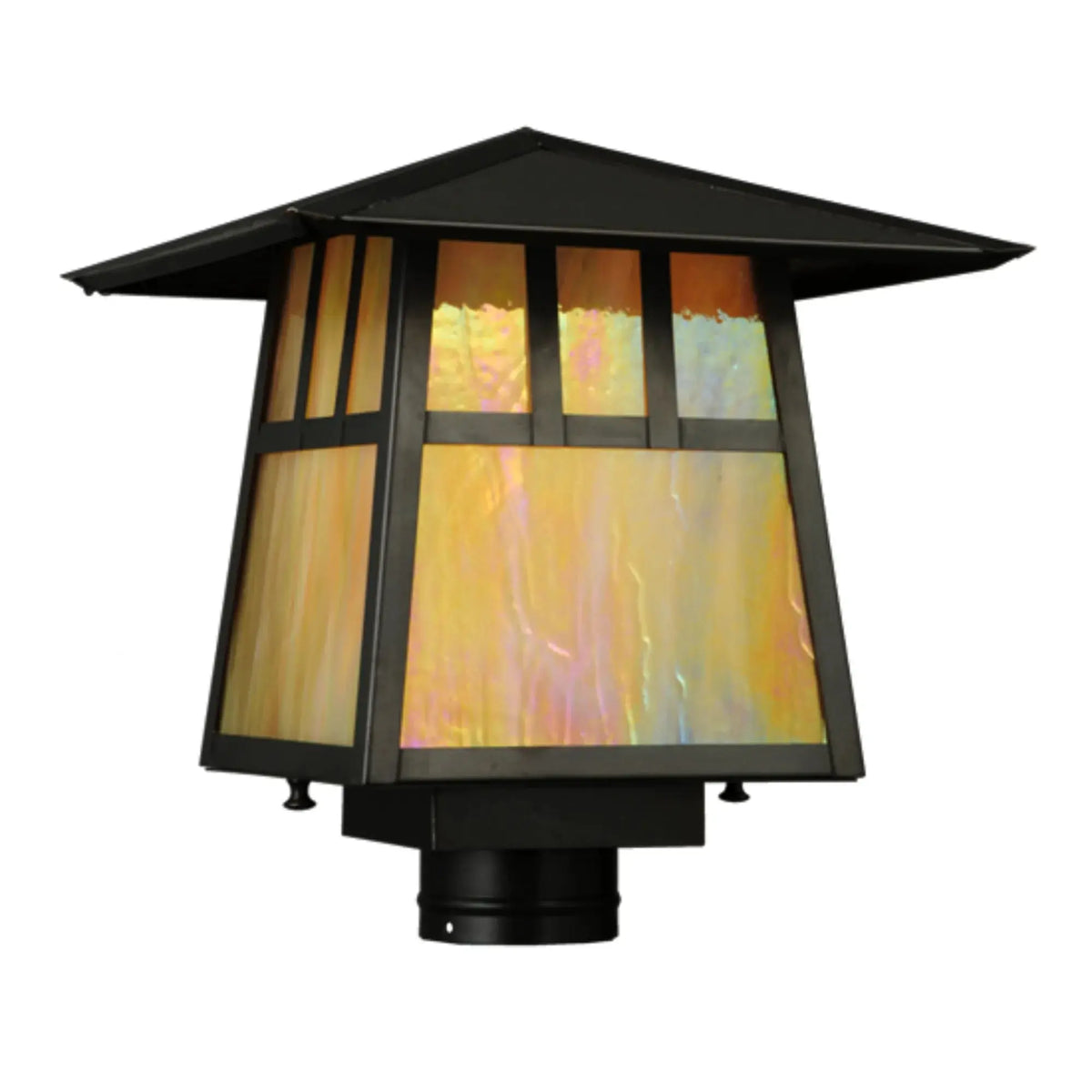 12"Sq Stillwater Double Bar Mission Post Mount – Craftsman Brown – Wet-Rated – Meyda Lighting Meyda Lighting