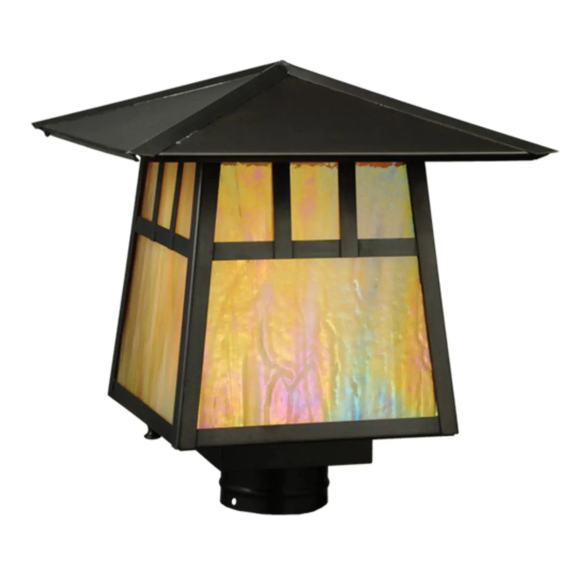 12"Sq Stillwater Double Bar Mission Post Mount – Craftsman Brown – Wet-Rated – Meyda Lighting Meyda Lighting