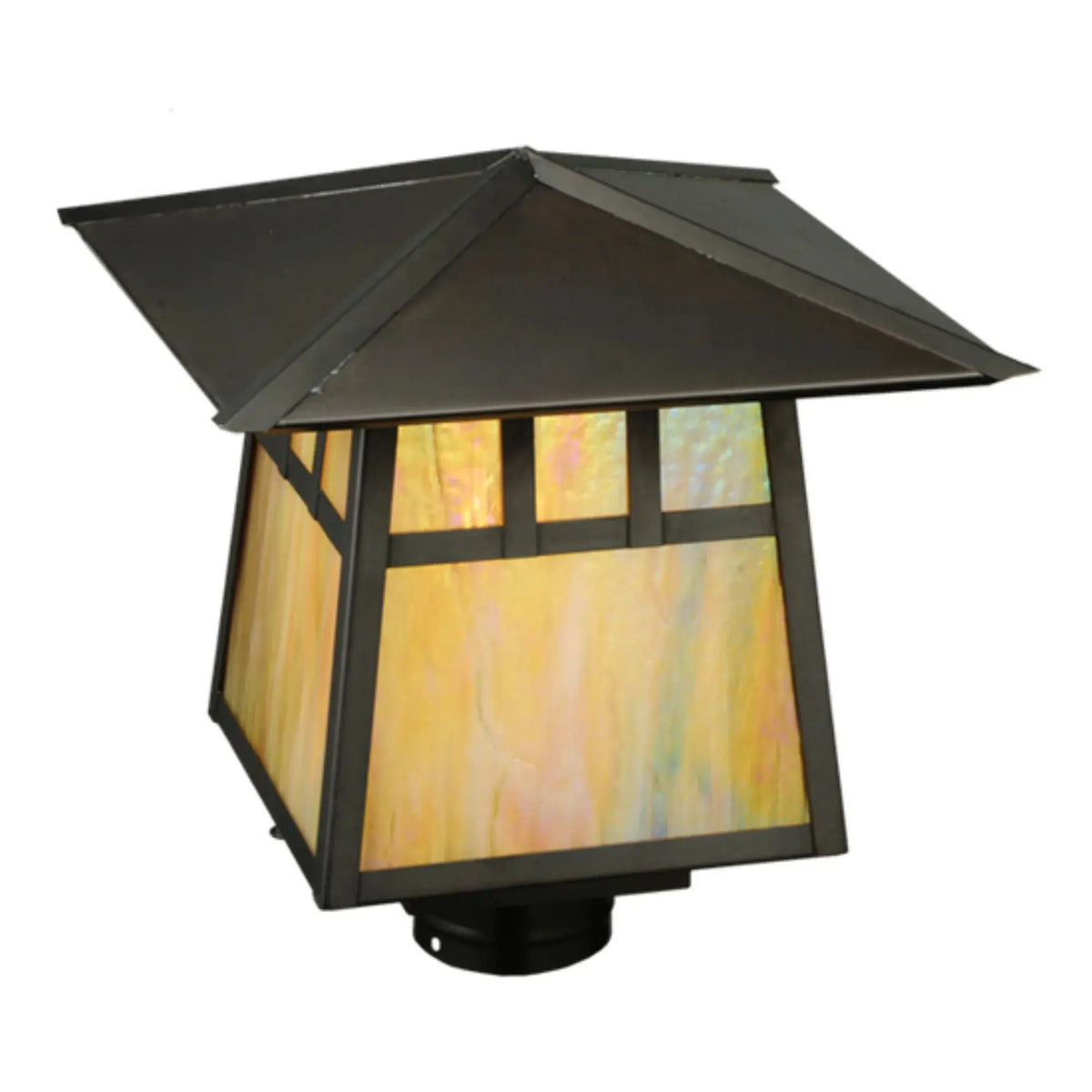 12"Sq Stillwater Double Bar Mission Post Mount – Craftsman Brown – Wet-Rated – Meyda Lighting Meyda Lighting