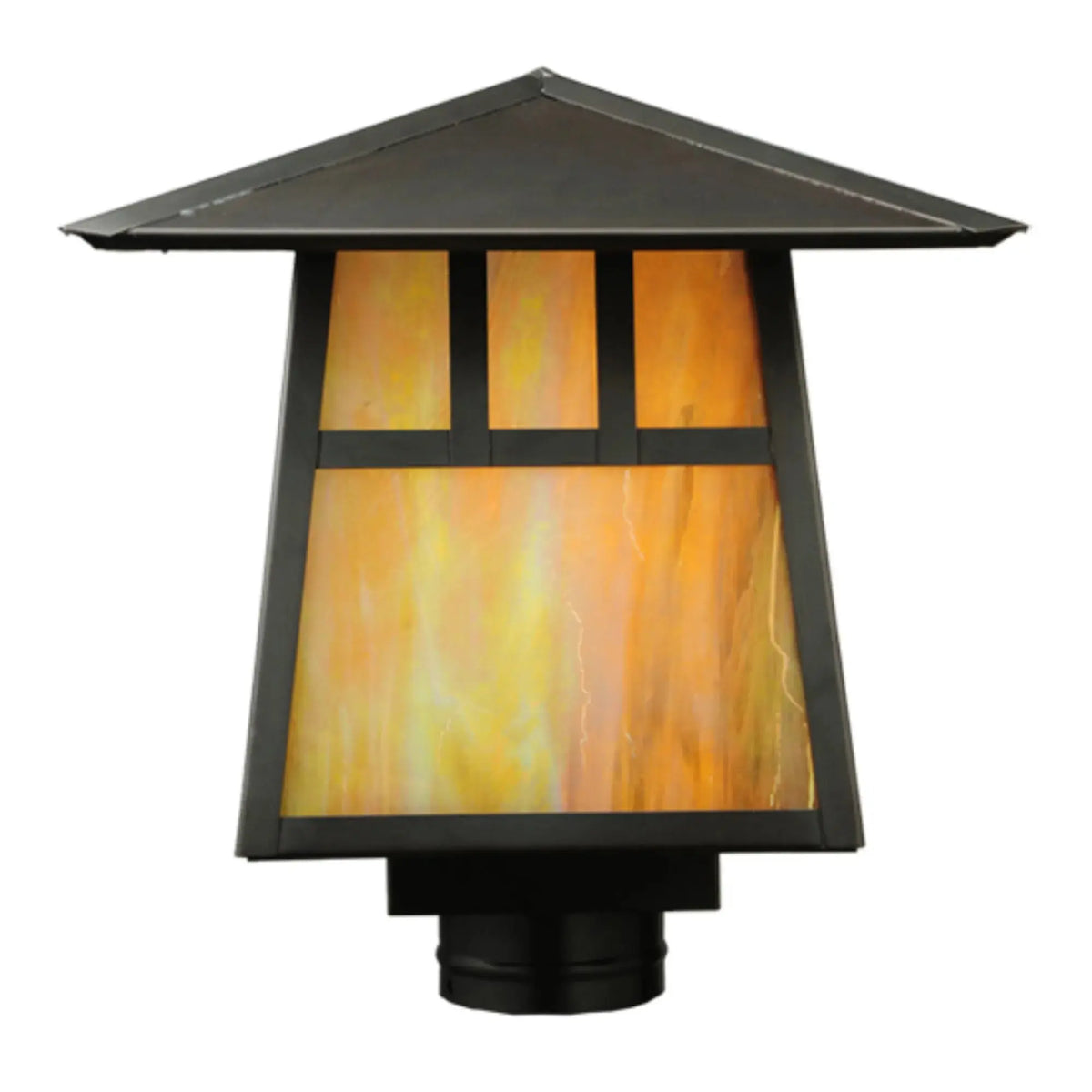 12"Sq Stillwater Double Bar Mission Post Mount – Craftsman Brown – Wet-Rated – Meyda Lighting Meyda Lighting