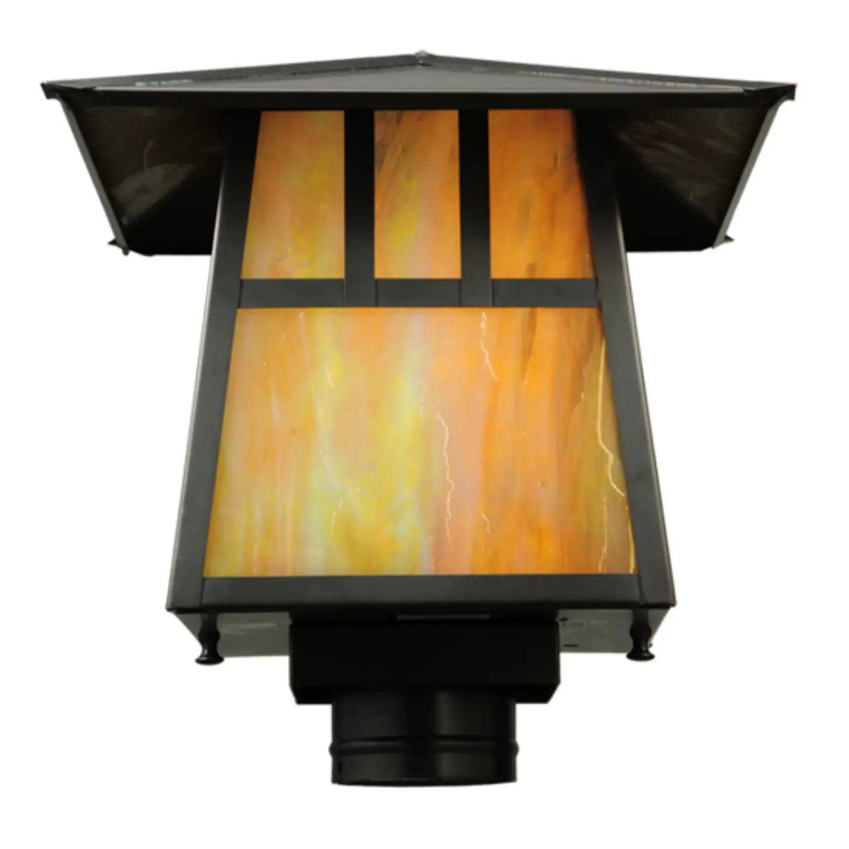 12"Sq Stillwater Double Bar Mission Post Mount – Craftsman Brown – Wet-Rated – Meyda Lighting Meyda Lighting