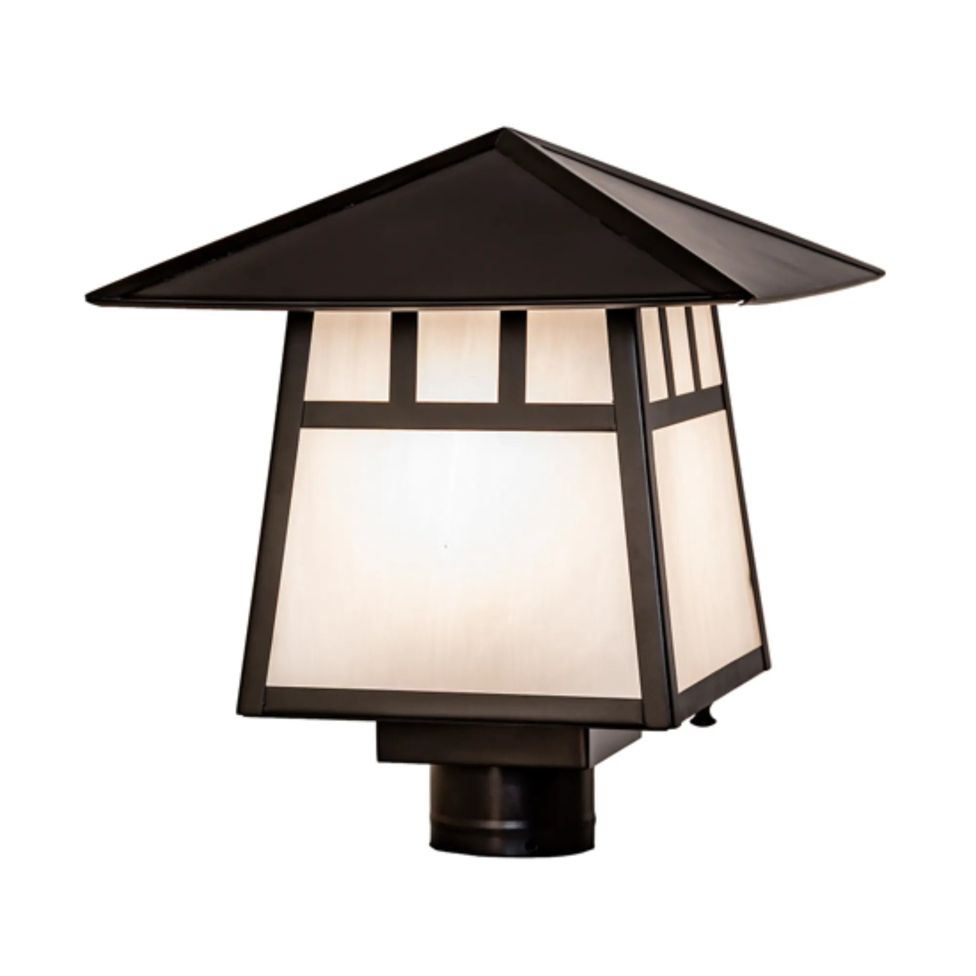 12" Square Stillwater Double Bar Mission Post Mount – Craftsman Brown – Wet-Rated – Meyda Lighting