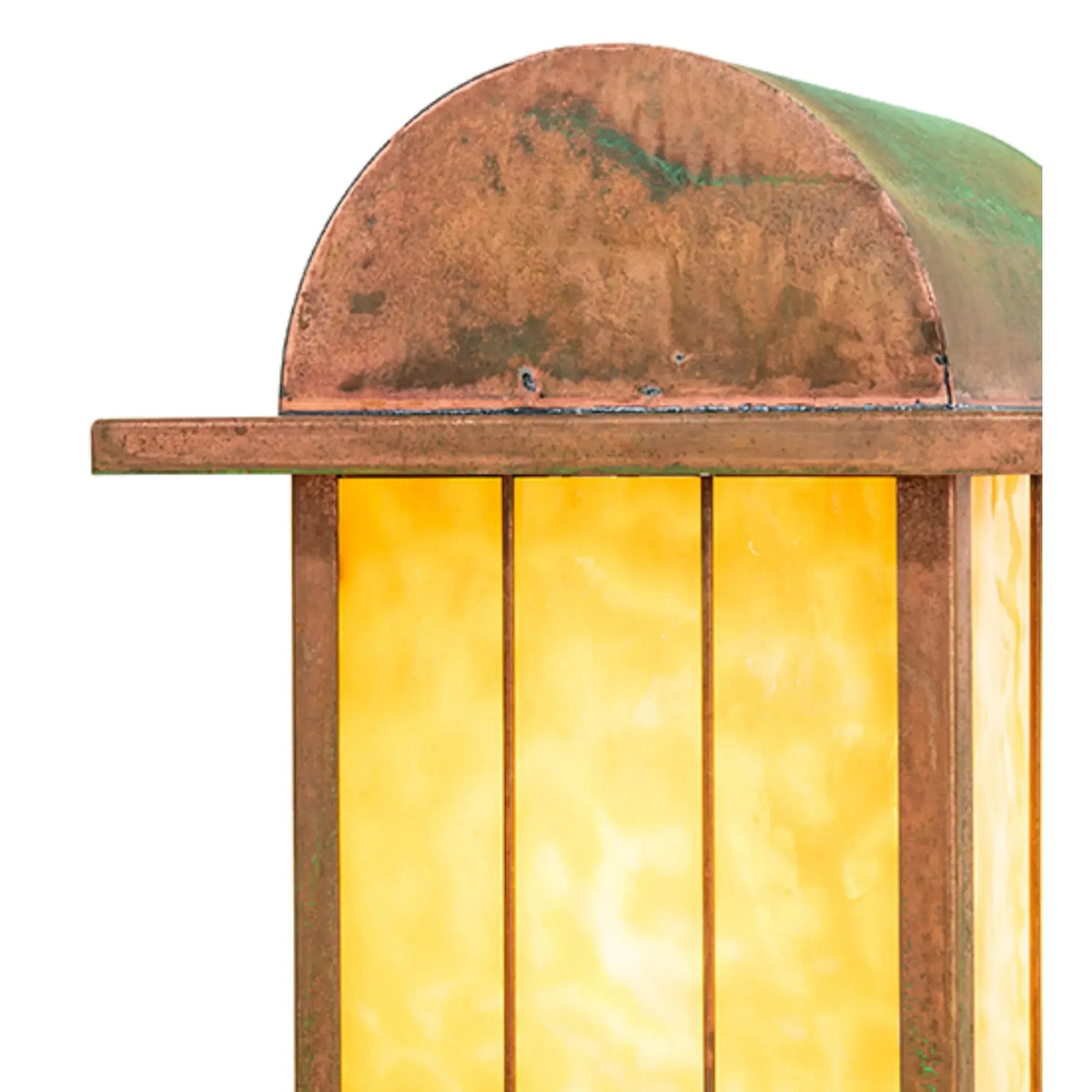 9" Square Clinton Arch Lantern Pier Mount – Verdigris – Beige Art Glass – Wet-Rated – Meyda Lighting Meyda Lighting