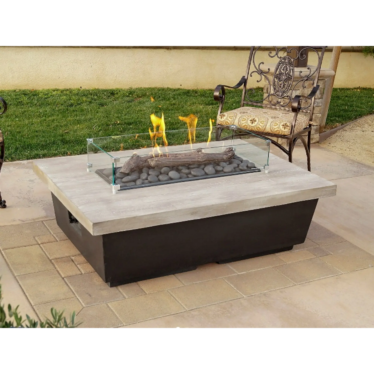 American Fyre Designs Contempo Rectangle 52" Reclaimed Wood and GFRC Gas Fire Pit Table American Fyre Designs