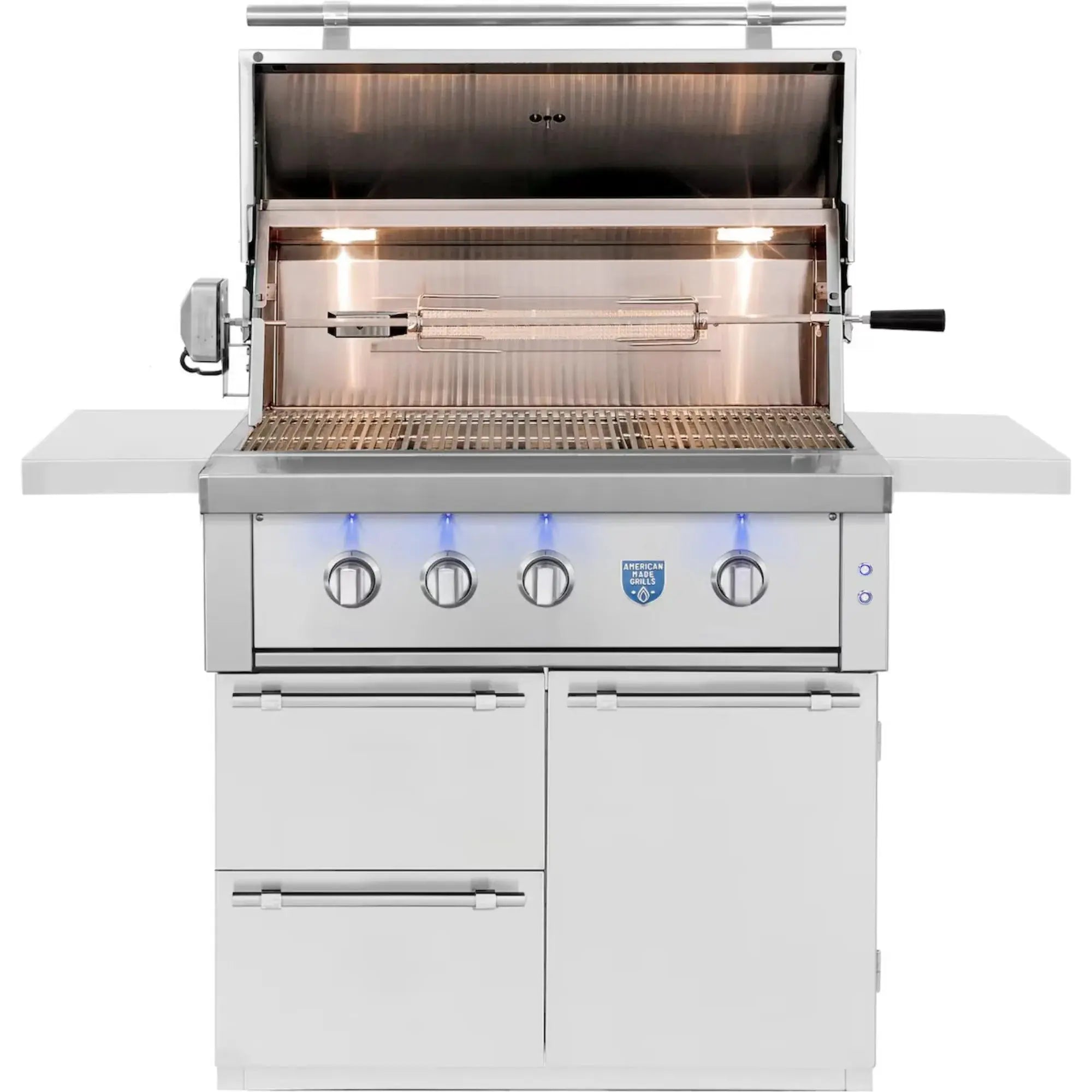 American Made Grills Estate 36-Inch Freestanding Gas Grill — 90,000 BTU w/ Red Brass Burners & Cart | Made in USA American Made Grills