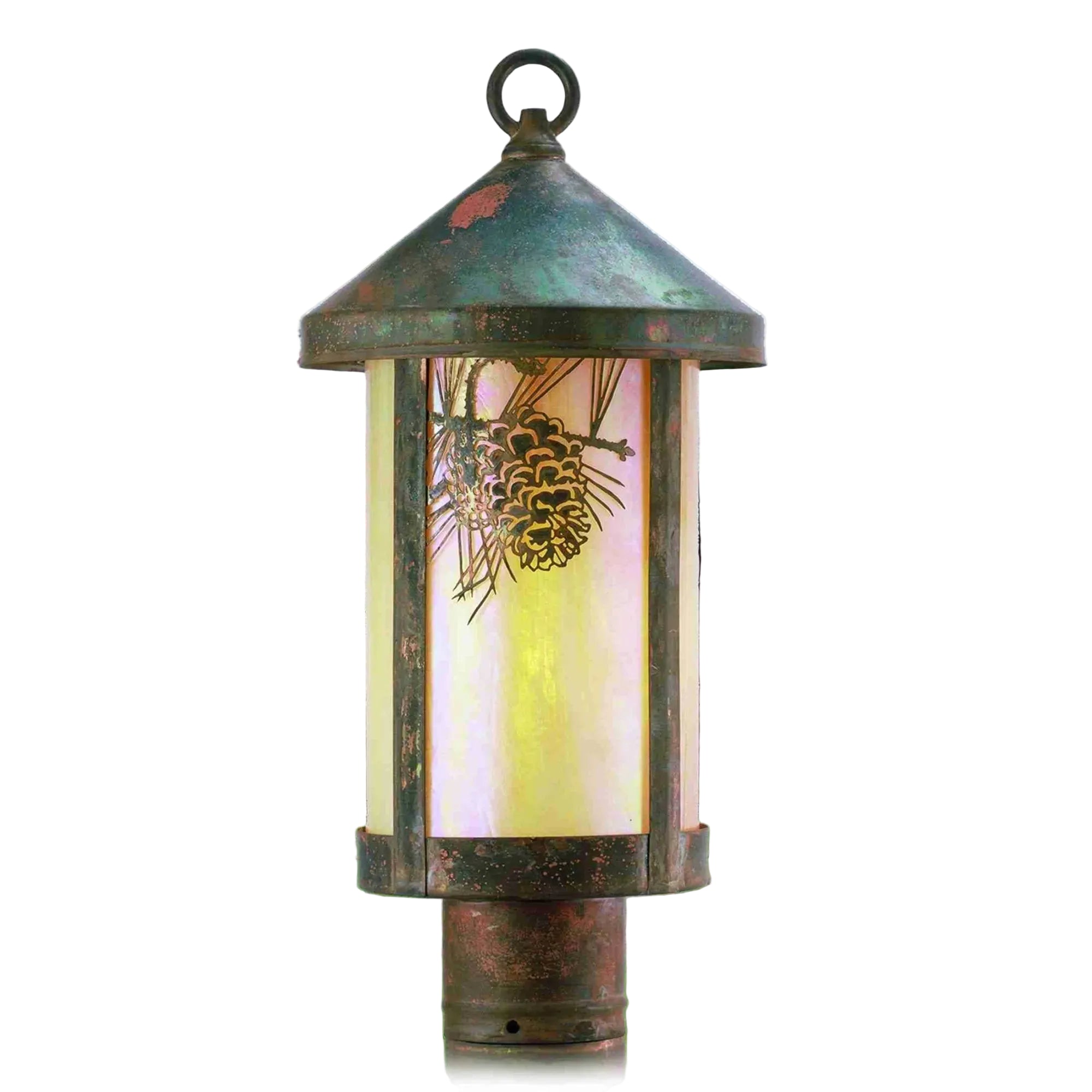 9"W Fulton Winter Pine Post Mount – Vintage Copper – Wet-Rated – Meyda Lighting