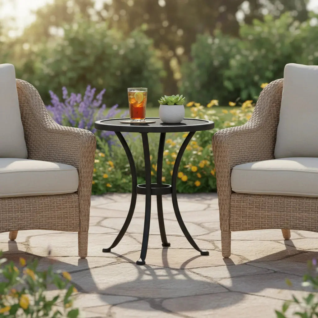 O.W. Lee 24" Round Micro Mesh Outdoor Side Table — QS-51-LT20MMRD O.W. Lee