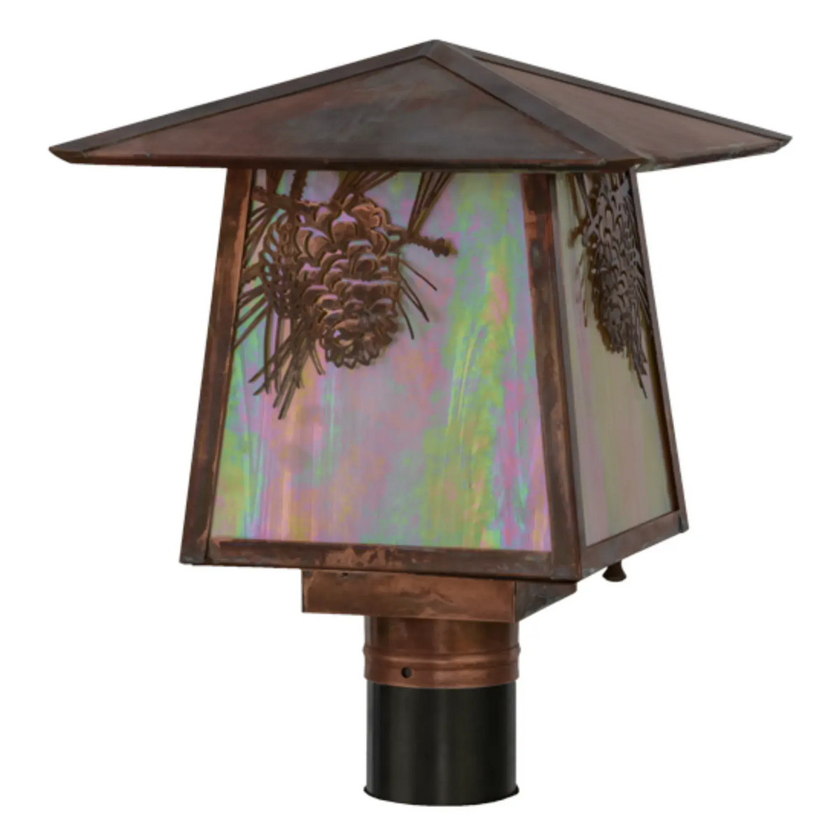 11.5"Sq Stillwater Winter Pine Post Mount – Vintage Copper – Wet-Rated – Meyda Lighting Meyda Lighting