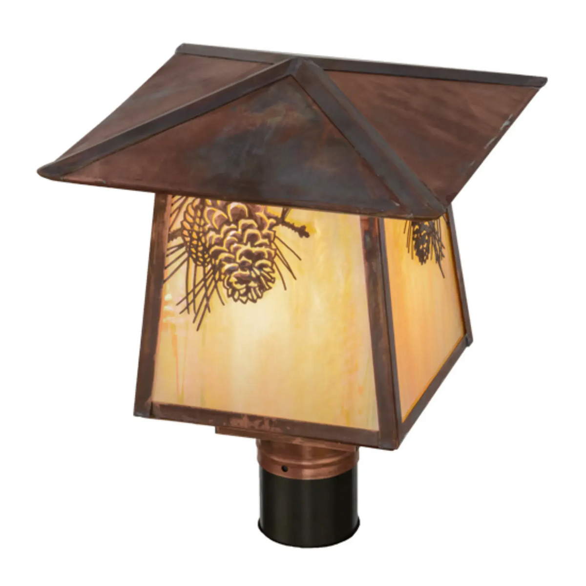 11.5"Sq Stillwater Winter Pine Post Mount – Vintage Copper – Wet-Rated – Meyda Lighting Meyda Lighting