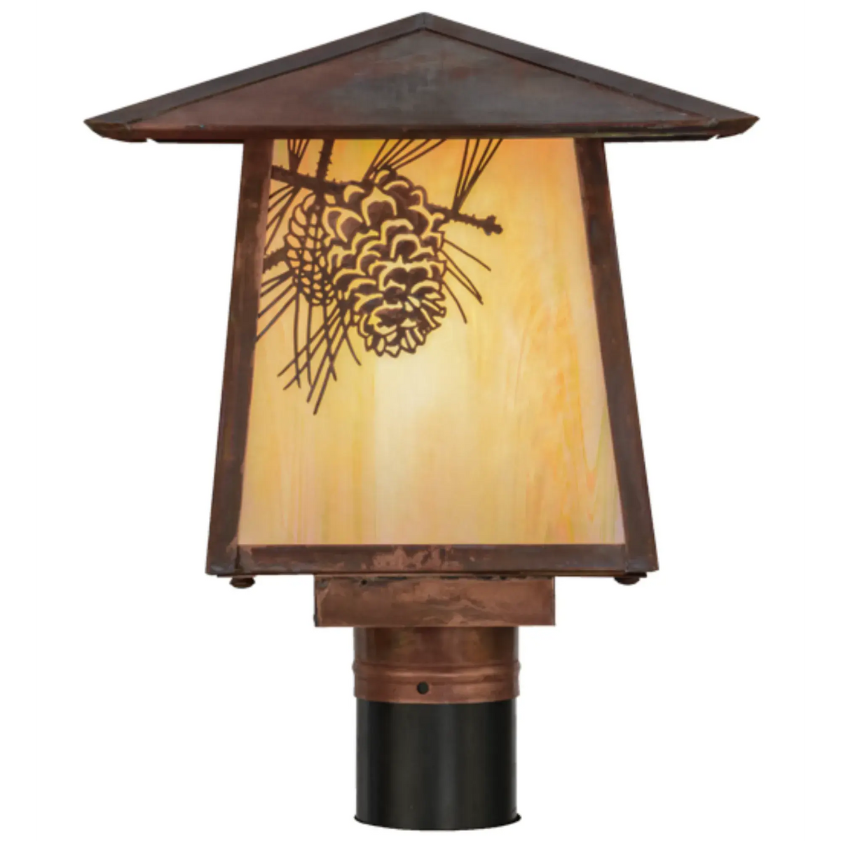11.5"Sq Stillwater Winter Pine Post Mount – Vintage Copper – Wet-Rated – Meyda Lighting Meyda Lighting