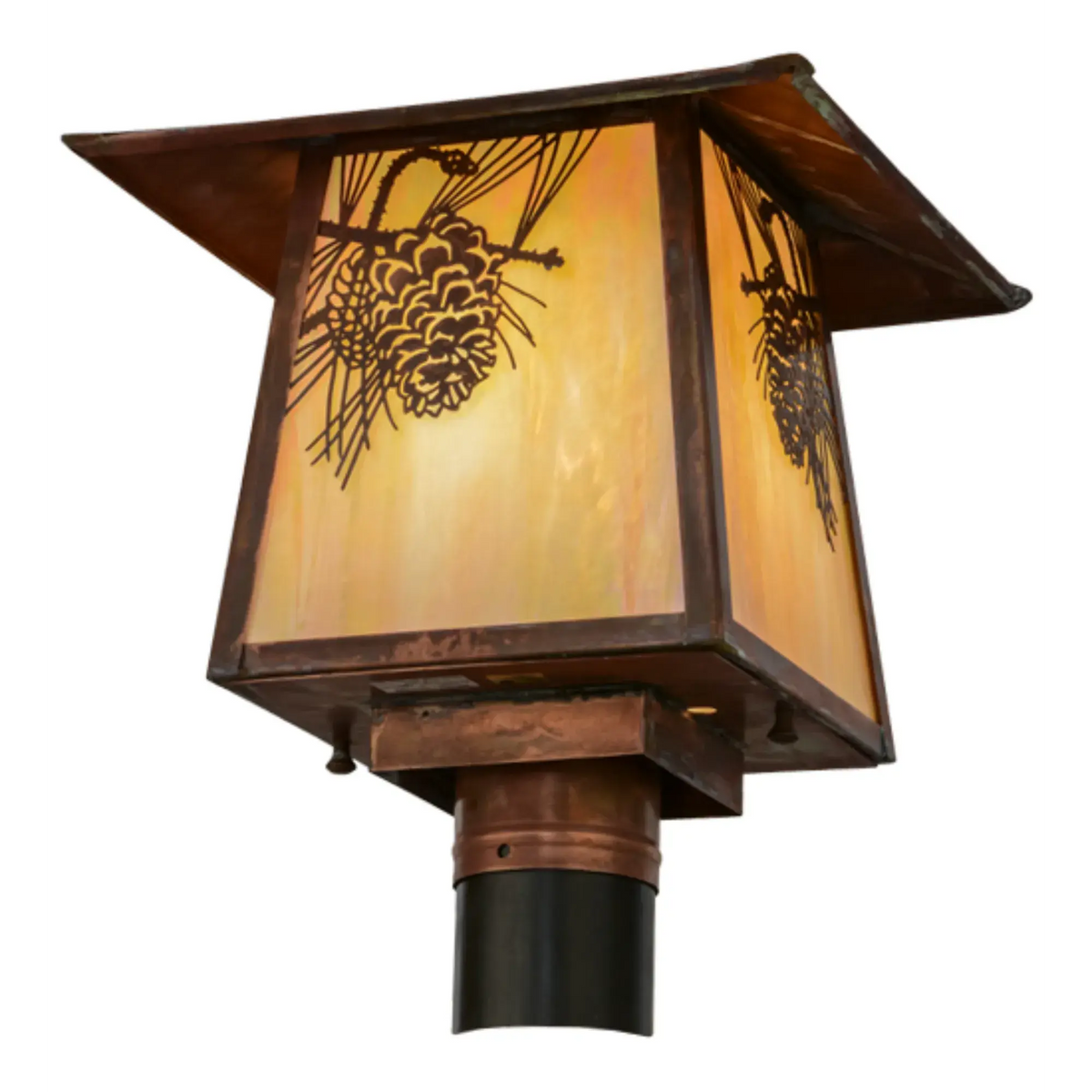 11.5"Sq Stillwater Winter Pine Post Mount – Vintage Copper – Wet-Rated – Meyda Lighting Meyda Lighting