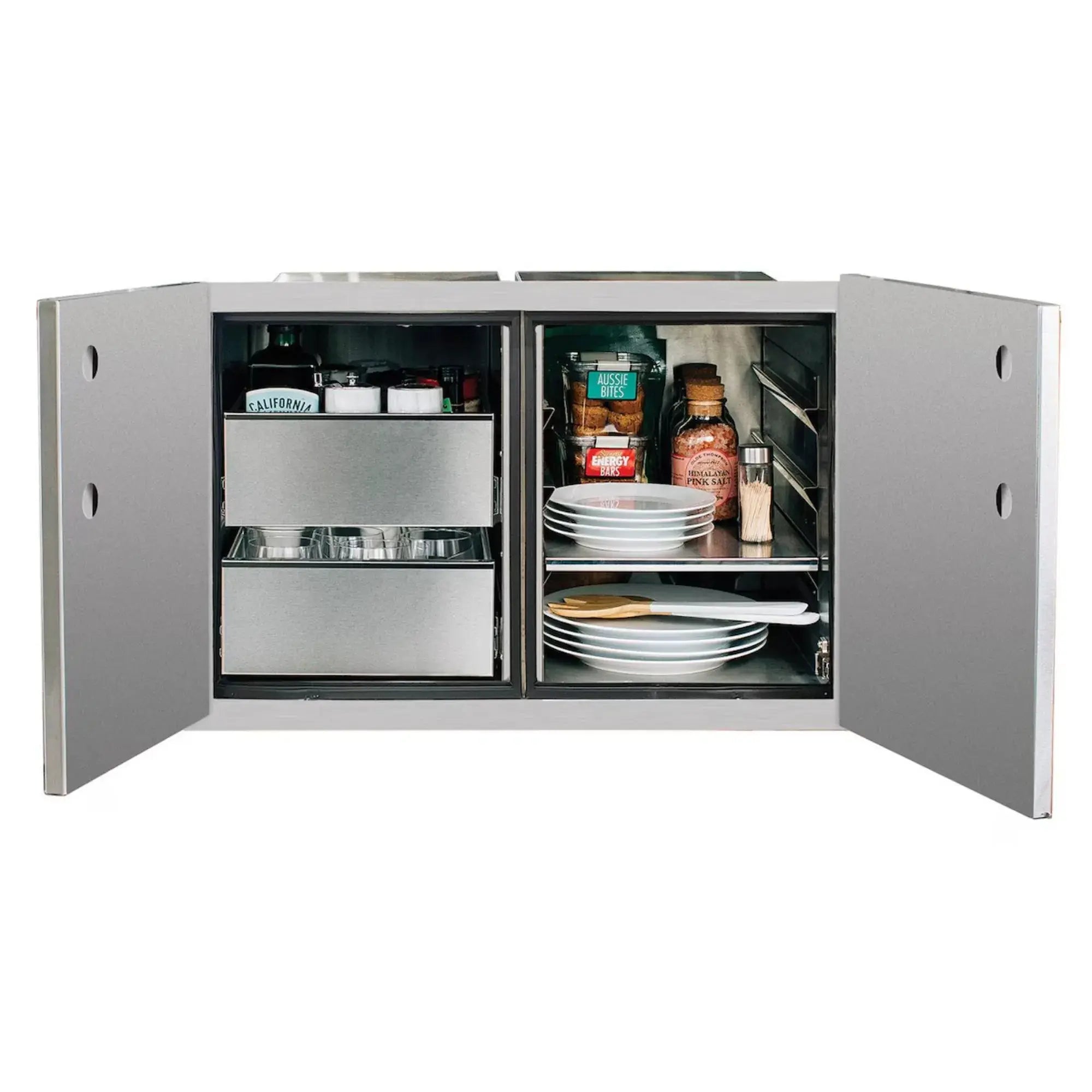 Summerset 36" 2-Drawer Dry Storage Pantry & Enclosed Cabinet Combo — Weather-Sealed | DP-36DC Summerset