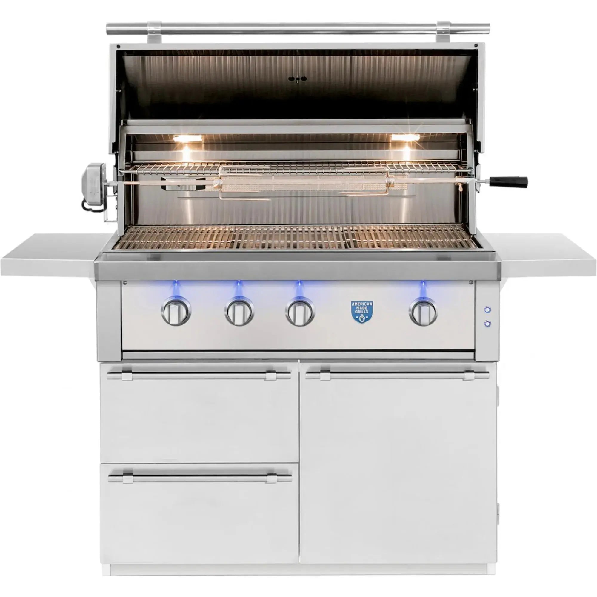 American Made Grills Estate 42-Inch Freestanding Gas Grill — 90,000 BTU w/ Red Brass Burners & Cart | Made in USA American Made Grills