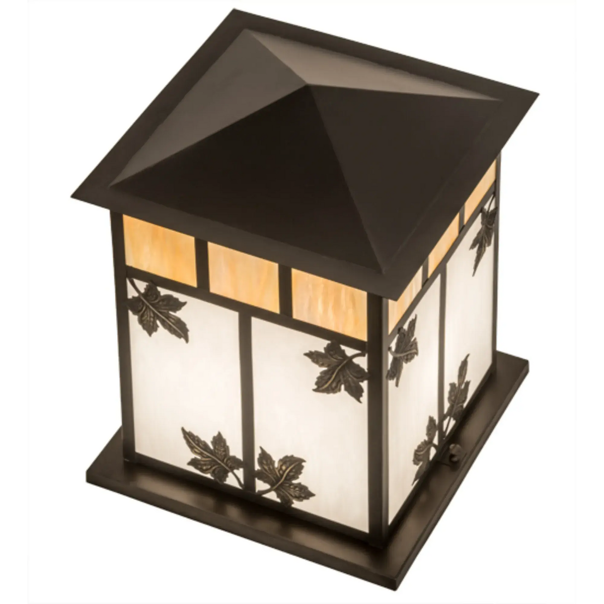 12" Square Seneca Maple Leaf Pier Mount – Craftsman Brown – Wet-Rated – Meyda Lighting Meyda Lighting