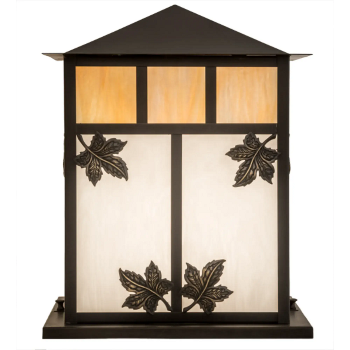 12" Square Seneca Maple Leaf Pier Mount – Craftsman Brown – Wet-Rated – Meyda Lighting Meyda Lighting