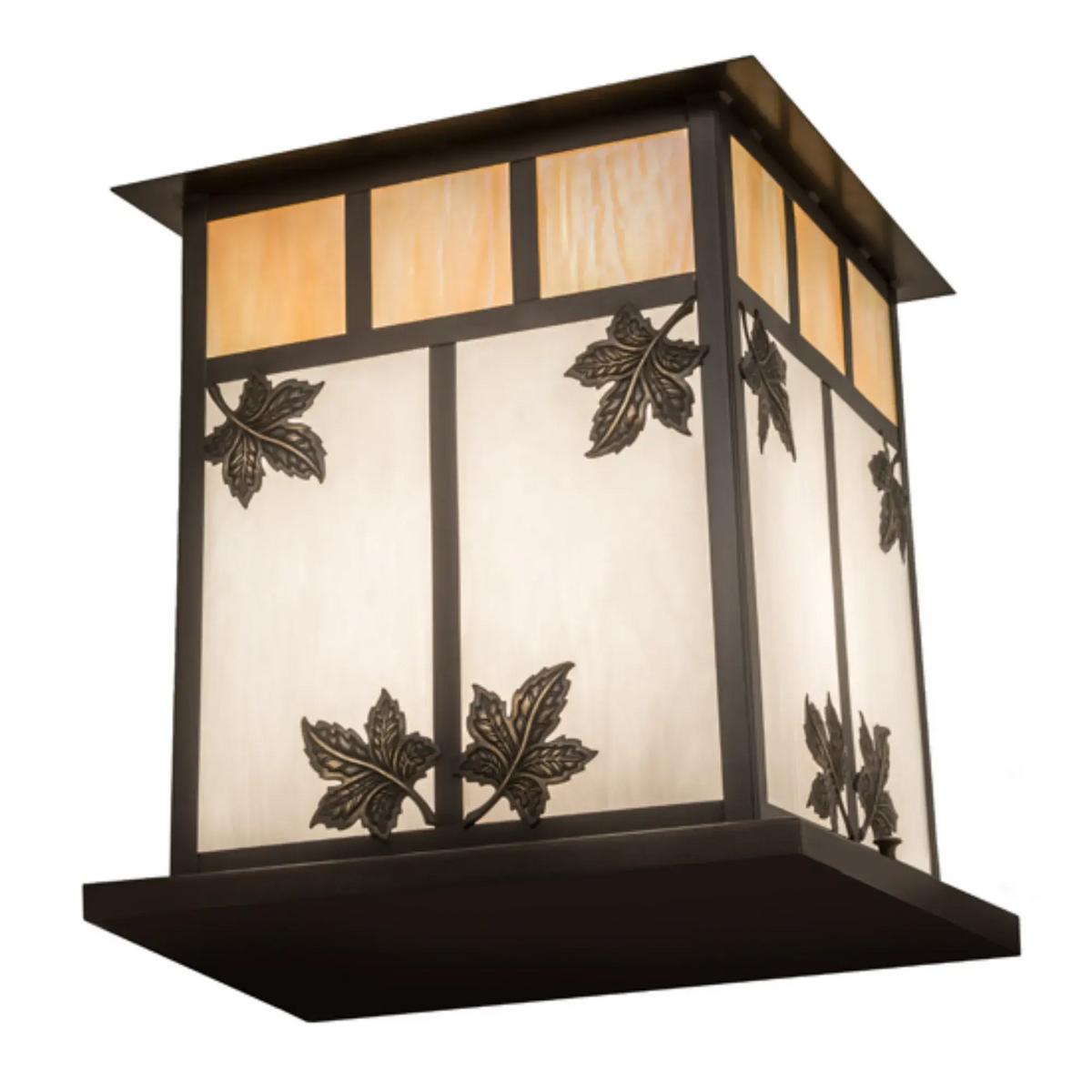 12" Square Seneca Maple Leaf Pier Mount – Craftsman Brown – Wet-Rated – Meyda Lighting Meyda Lighting