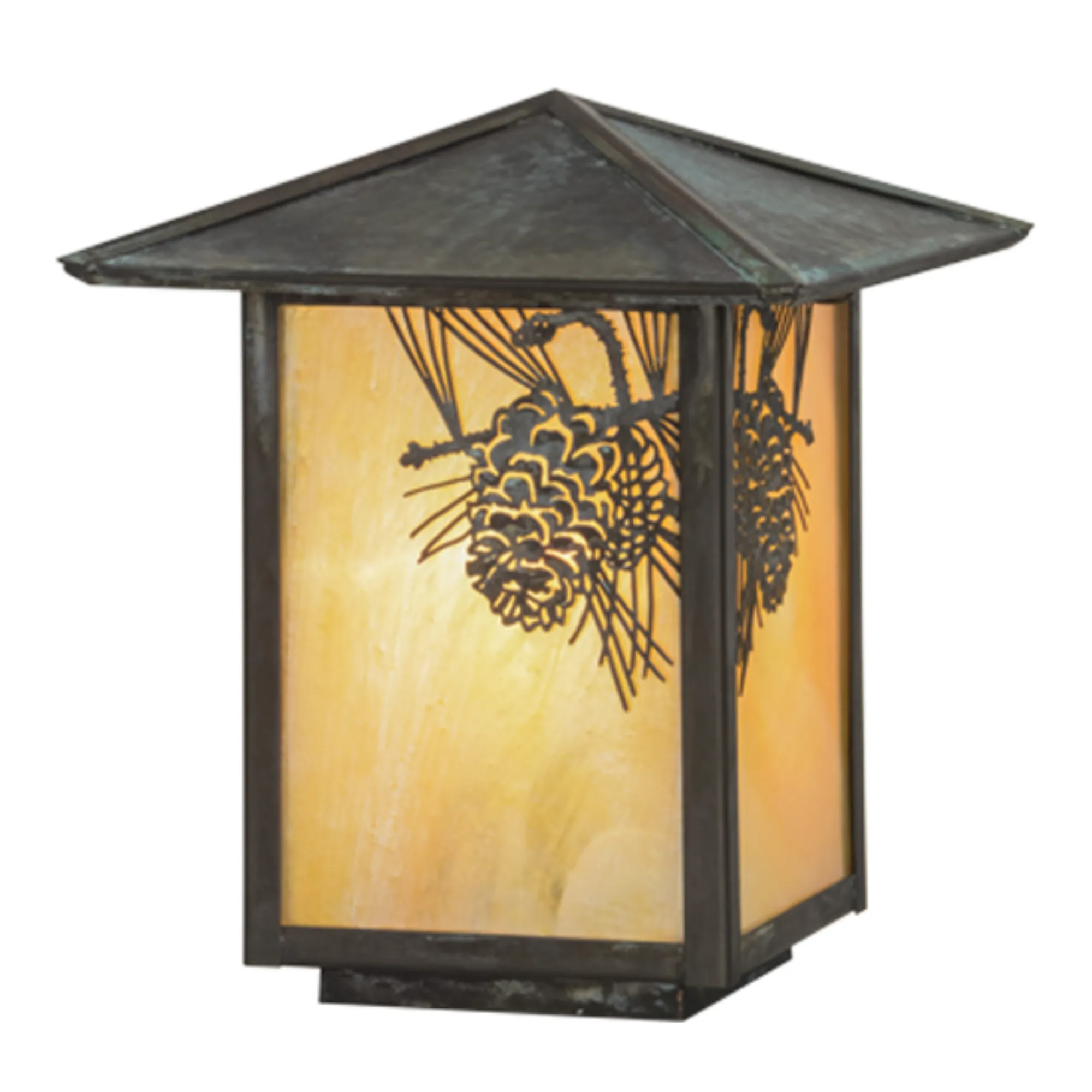 7"Sq Winter Pine Post Mount – Craftsman Verdigris – Wet-Rated – Meyda Lighting