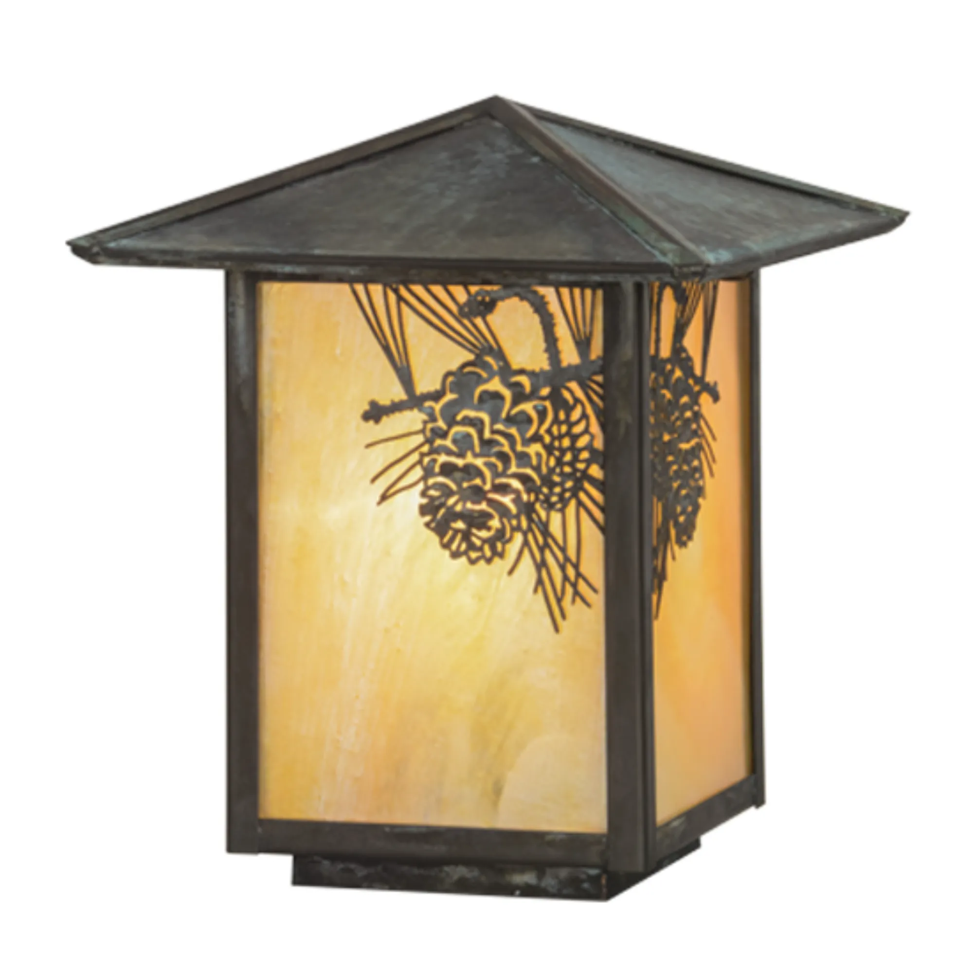 7"Sq Winter Pine Post Mount – Craftsman Verdigris – Wet-Rated – Meyda Lighting
