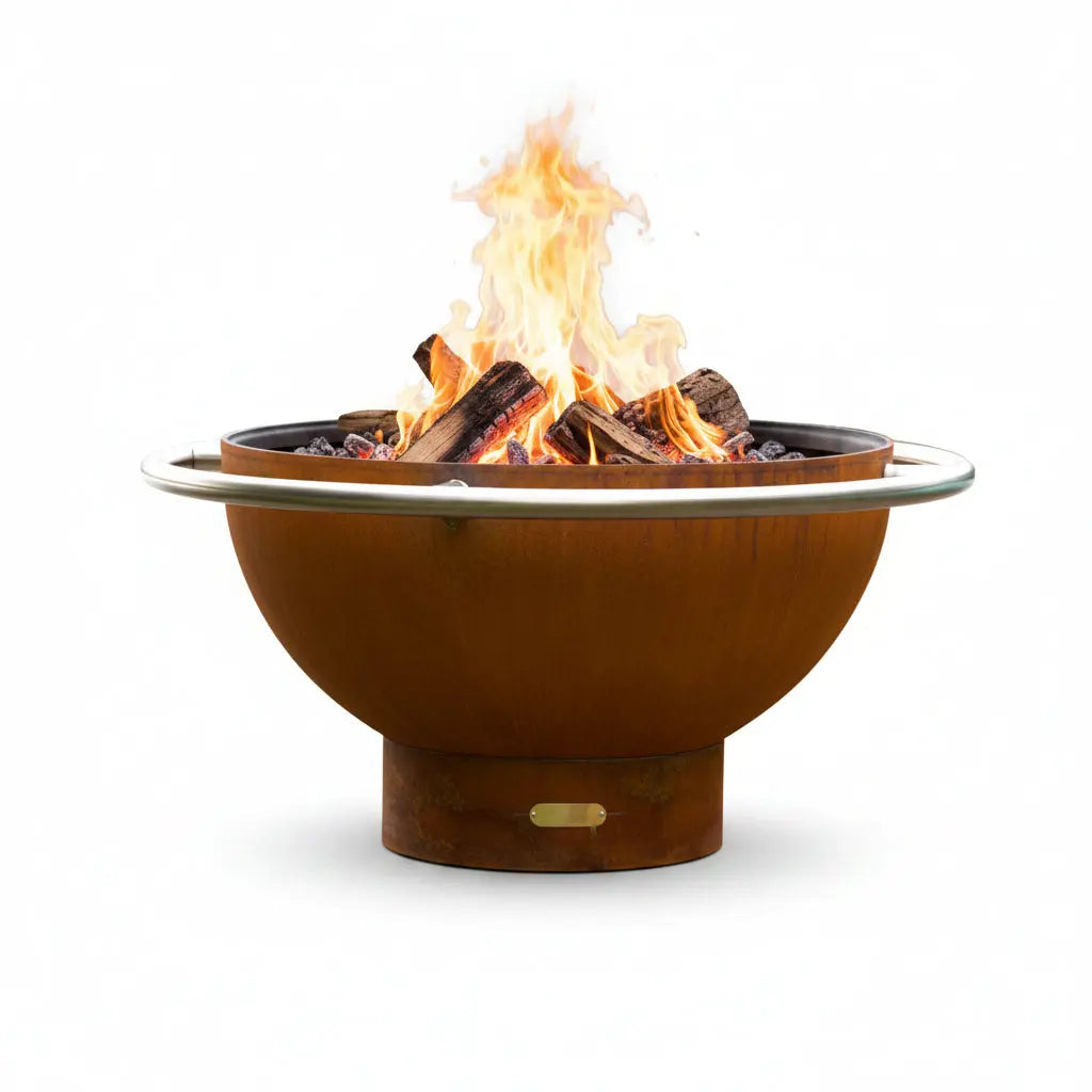 Bella Luna 48" Round Wood Fire Pit – Carbon Steel by Fire Pit Art Fire Pit Art