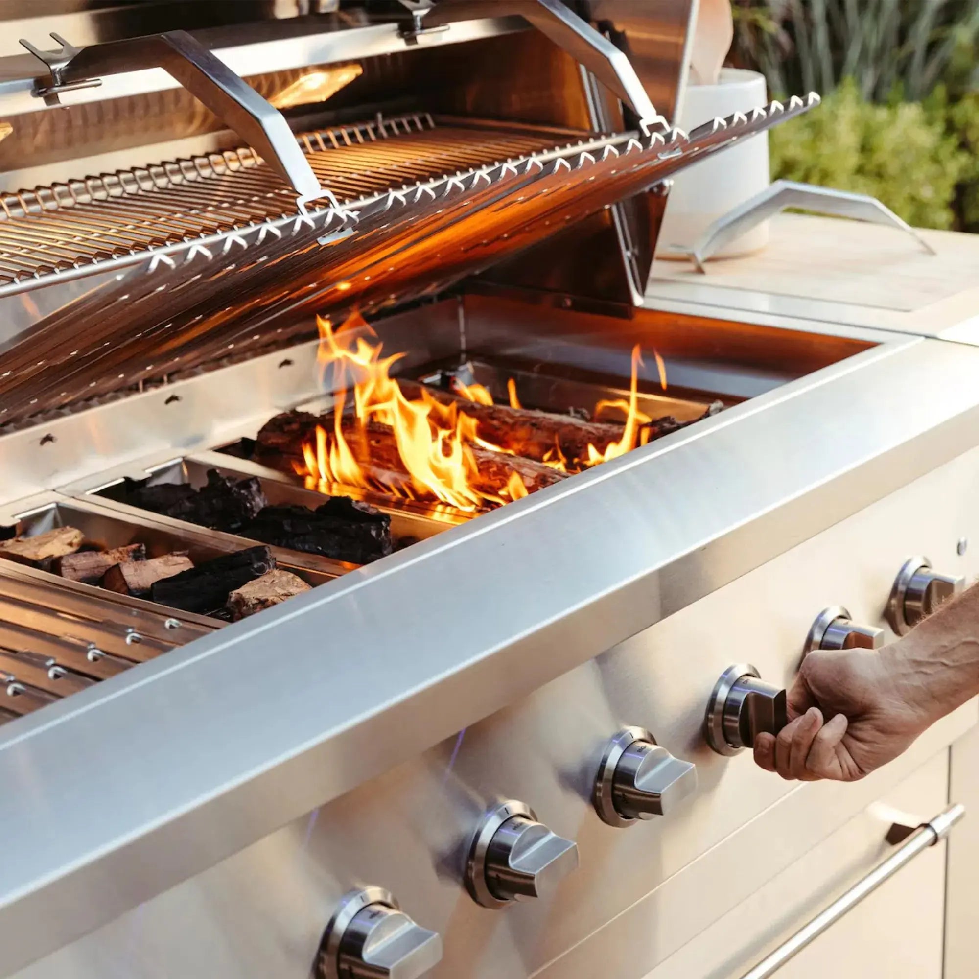American Made Grills Encore 54-Inch Built-In Hybrid Grill — 176,000 BTU | Gas, Charcoal & Wood | Made in USA American Made Grills