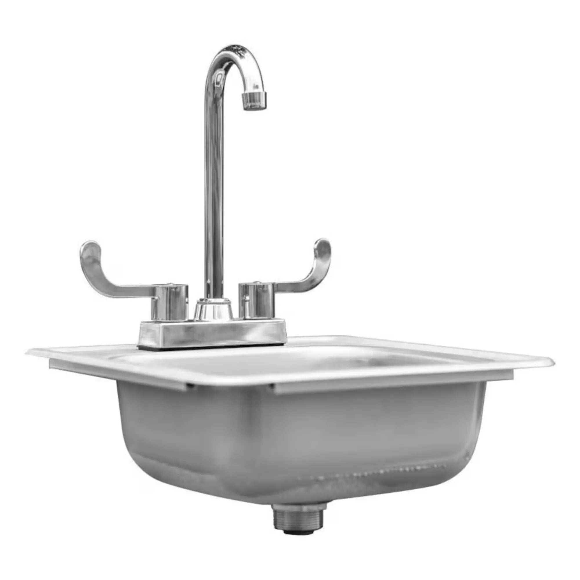 Summerset 15" × 15" Drop-In Outdoor Sink — 304 SS with Hot & Cold Faucet | SNK-15D Summerset